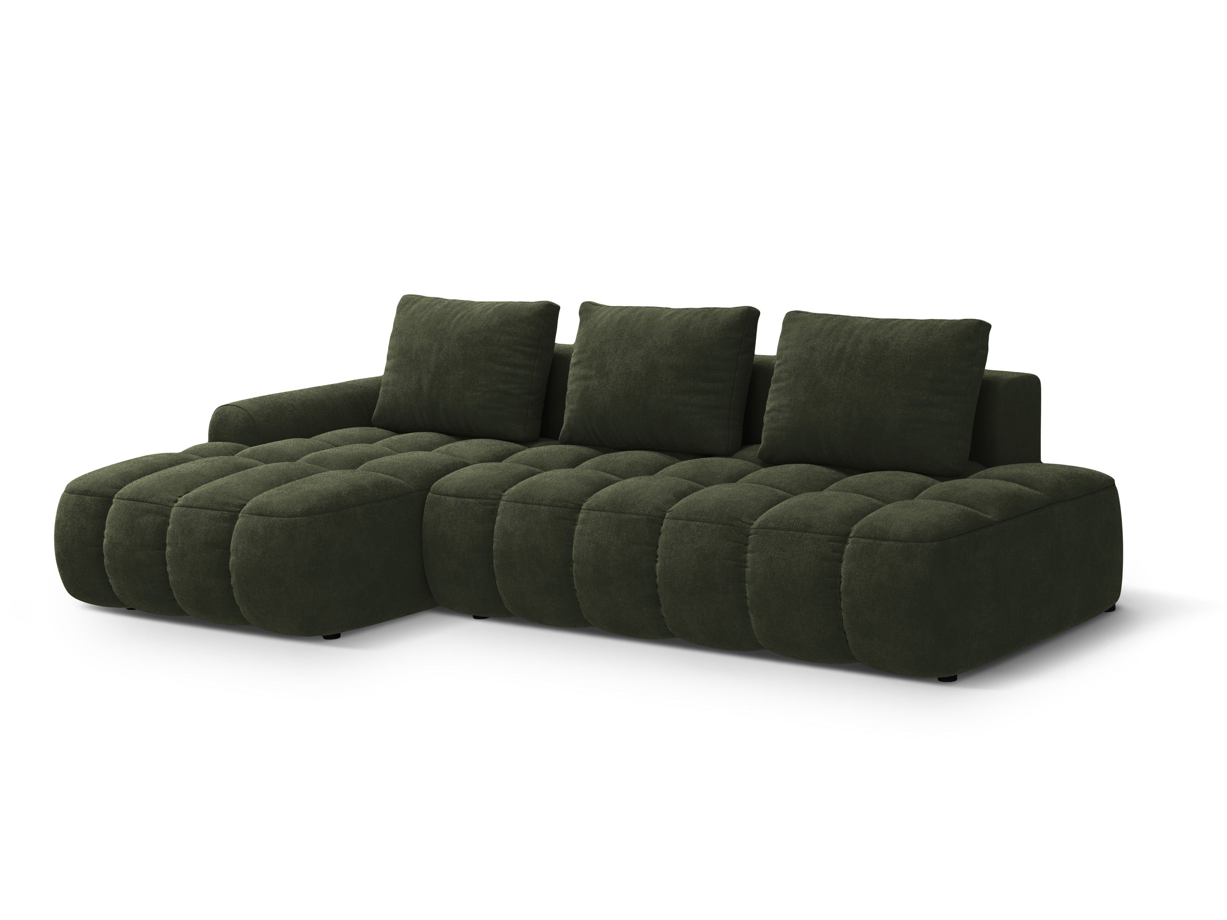 Samt-Ecksofa links mit Schlaffunktion für 3 Personen LINZ grün
