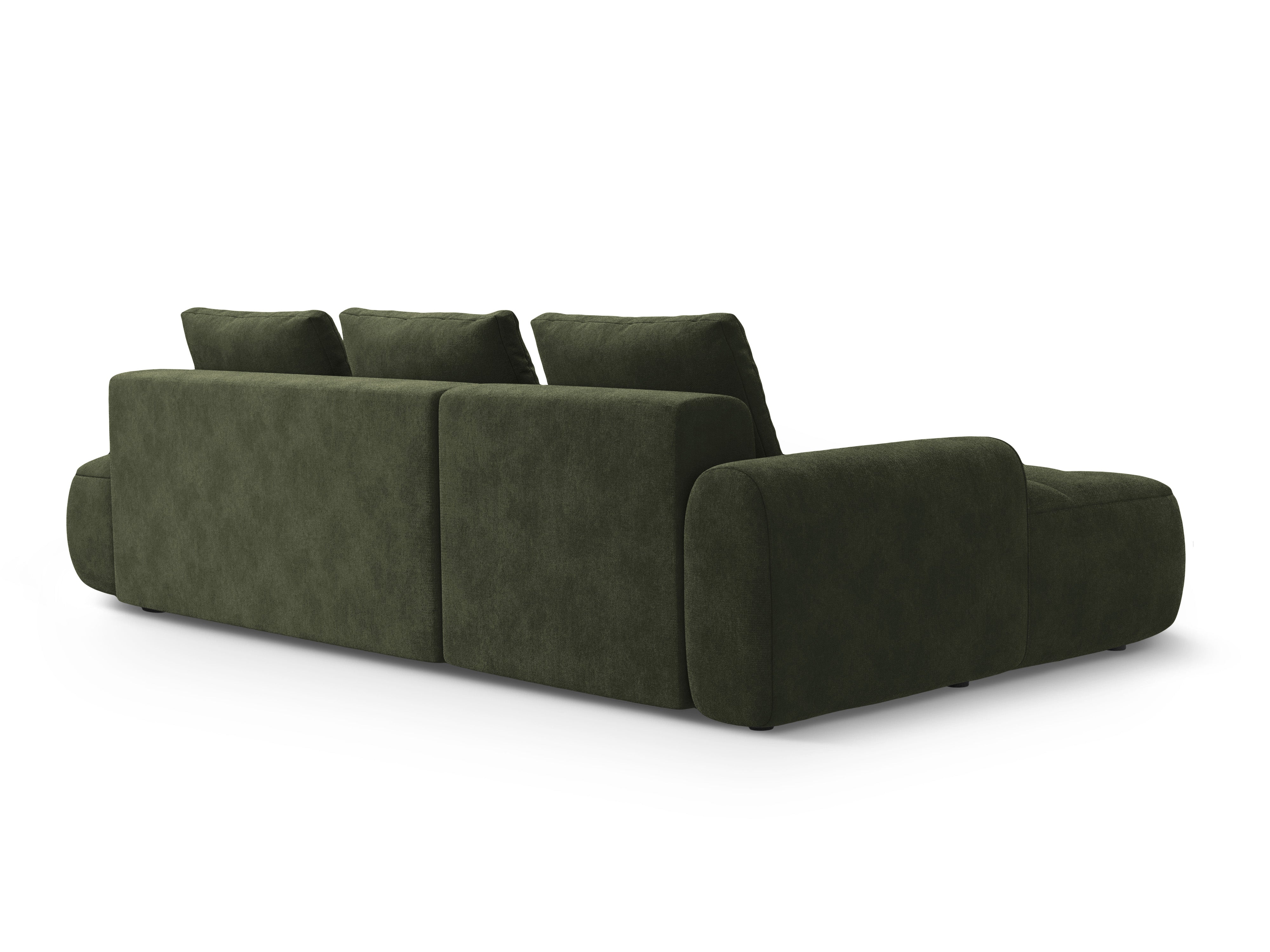 Samt-Ecksofa links mit Schlaffunktion für 3 Personen LINZ grün