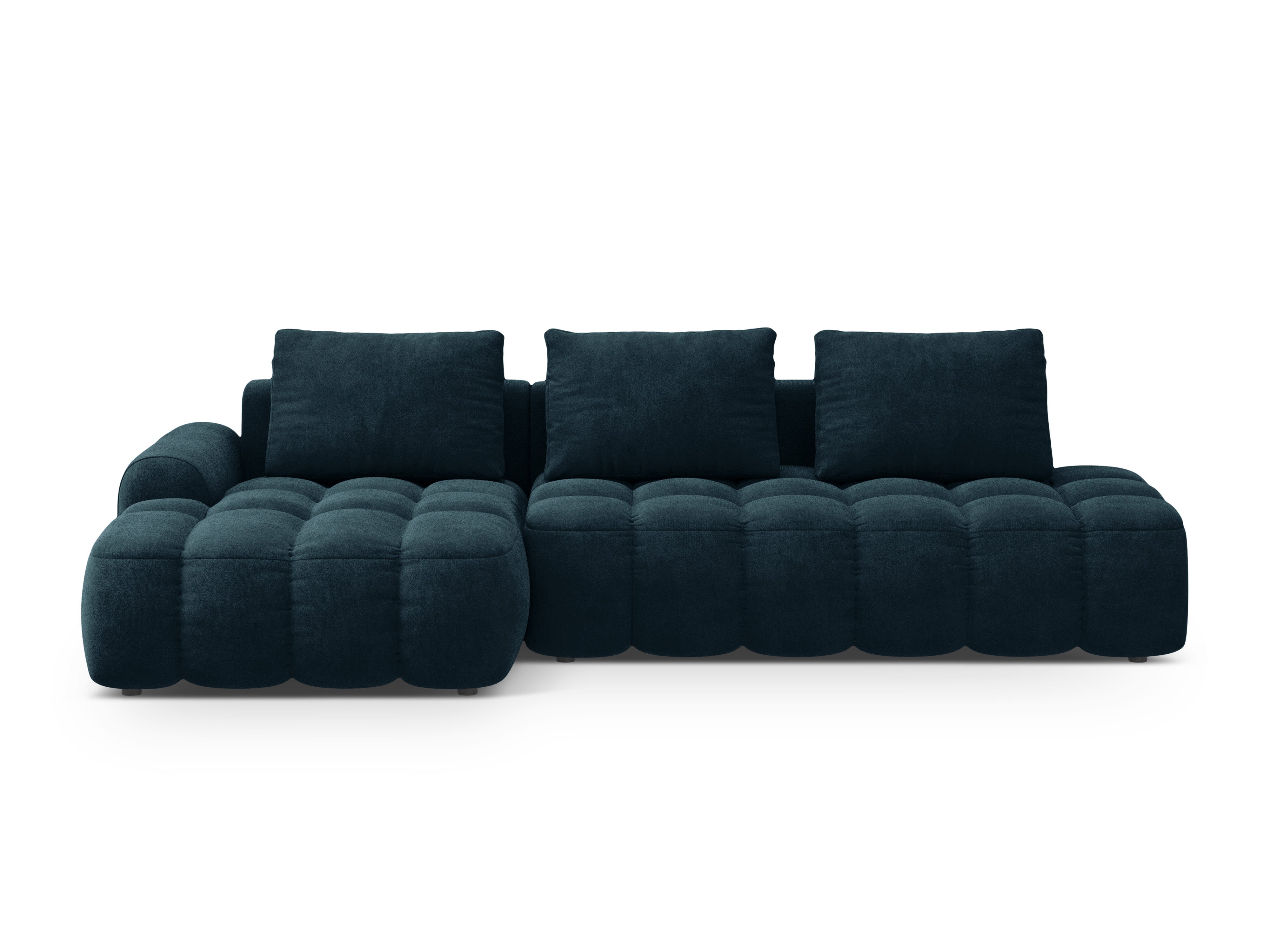 Velvet left-sided corner sofa with sleeping function for 3 people LINZ petrol