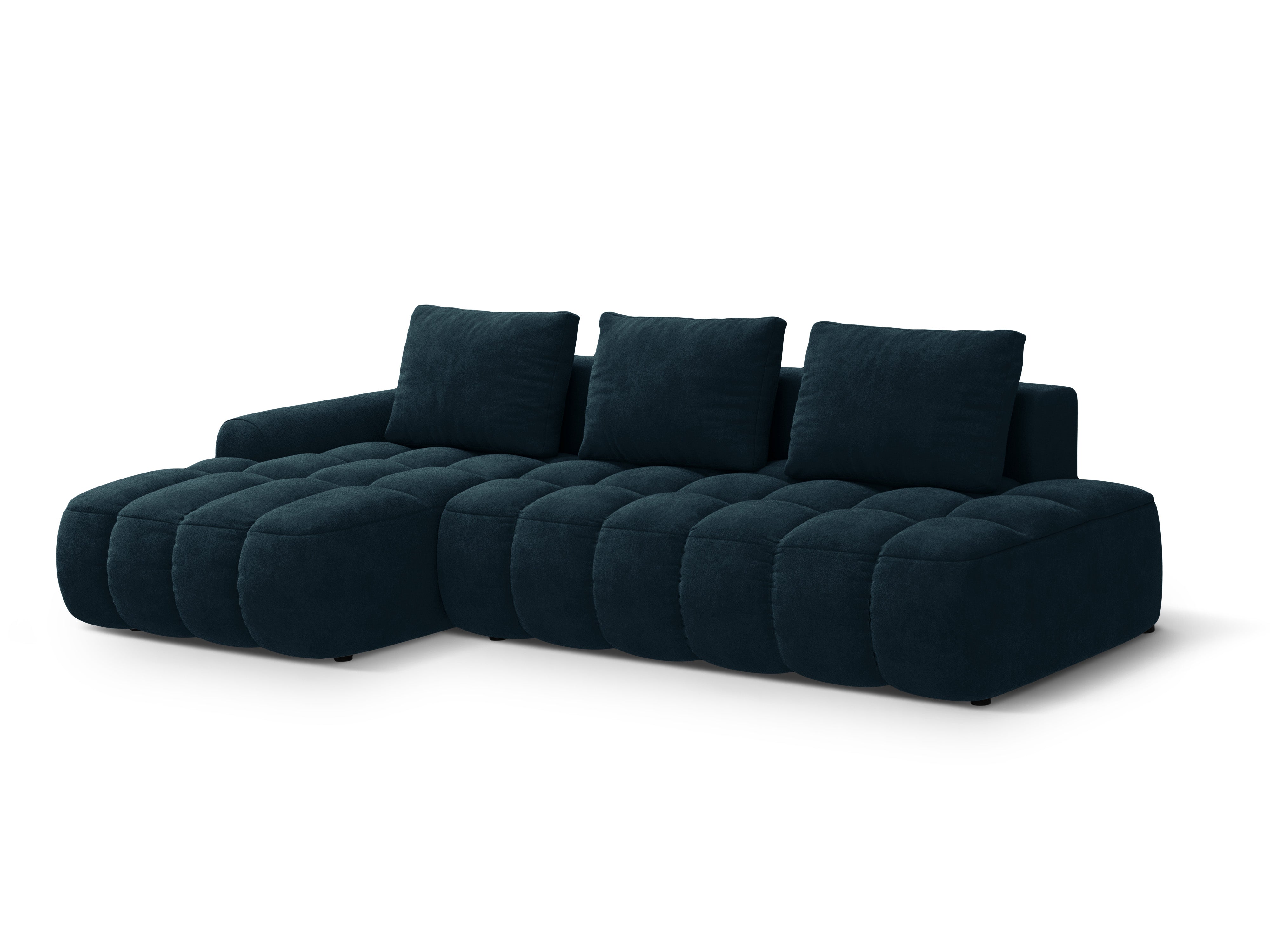 Velvet left-sided corner sofa with sleeping function for 3 people LINZ petrol