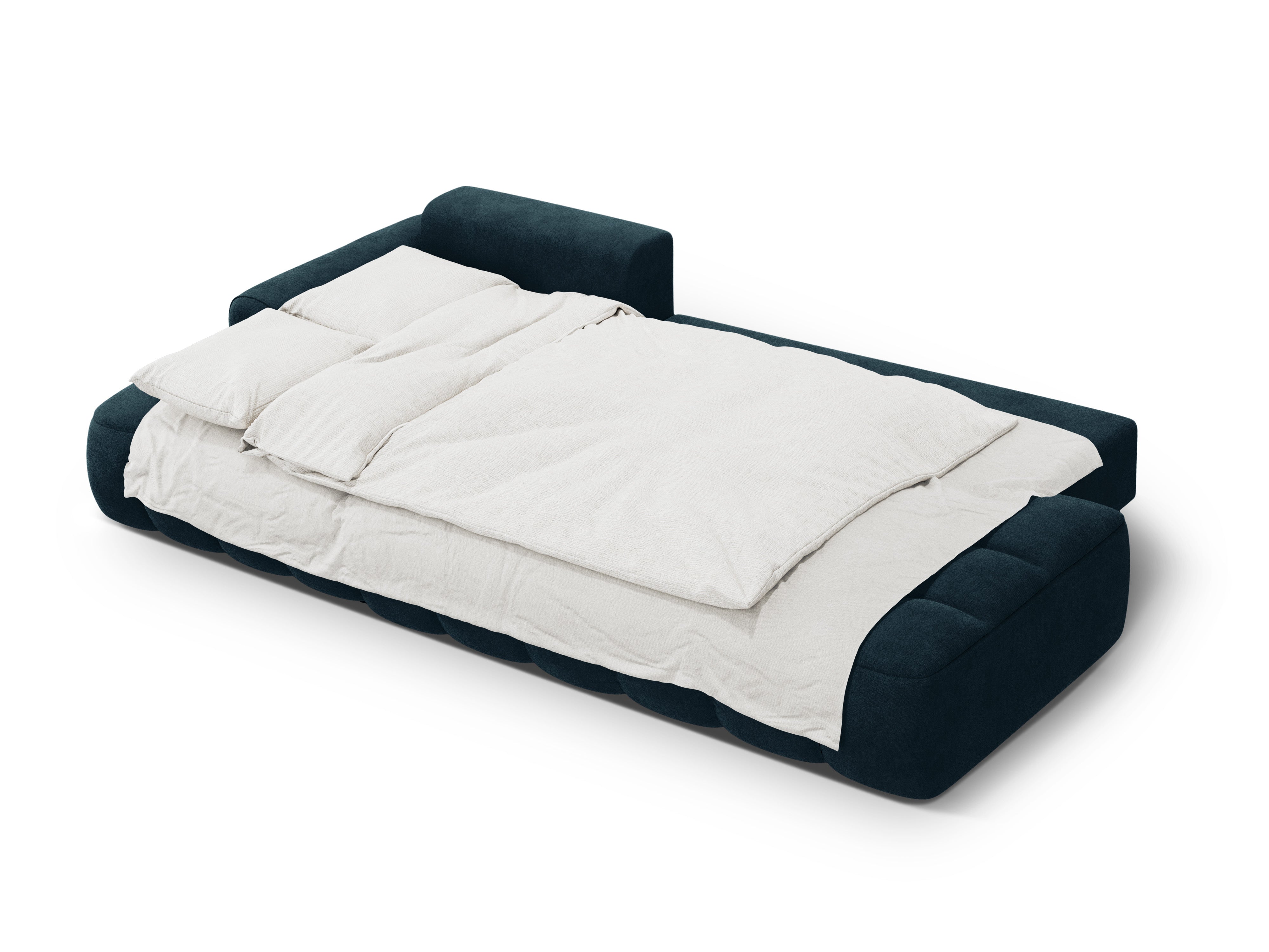 Velvet left-sided corner sofa with sleeping function for 3 people LINZ petrol