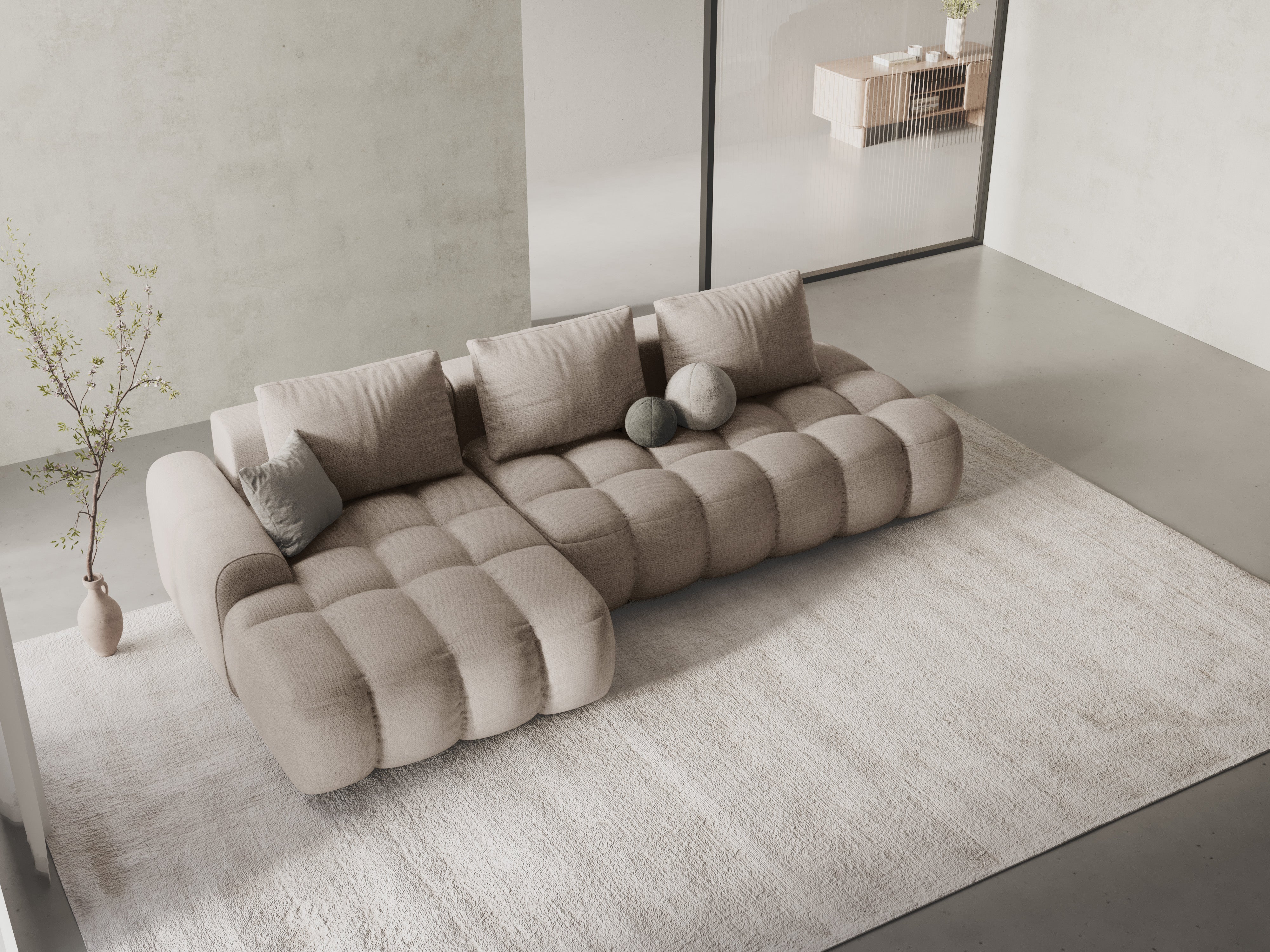 Left-sided corner sofa bed for 3 people LINZ sand