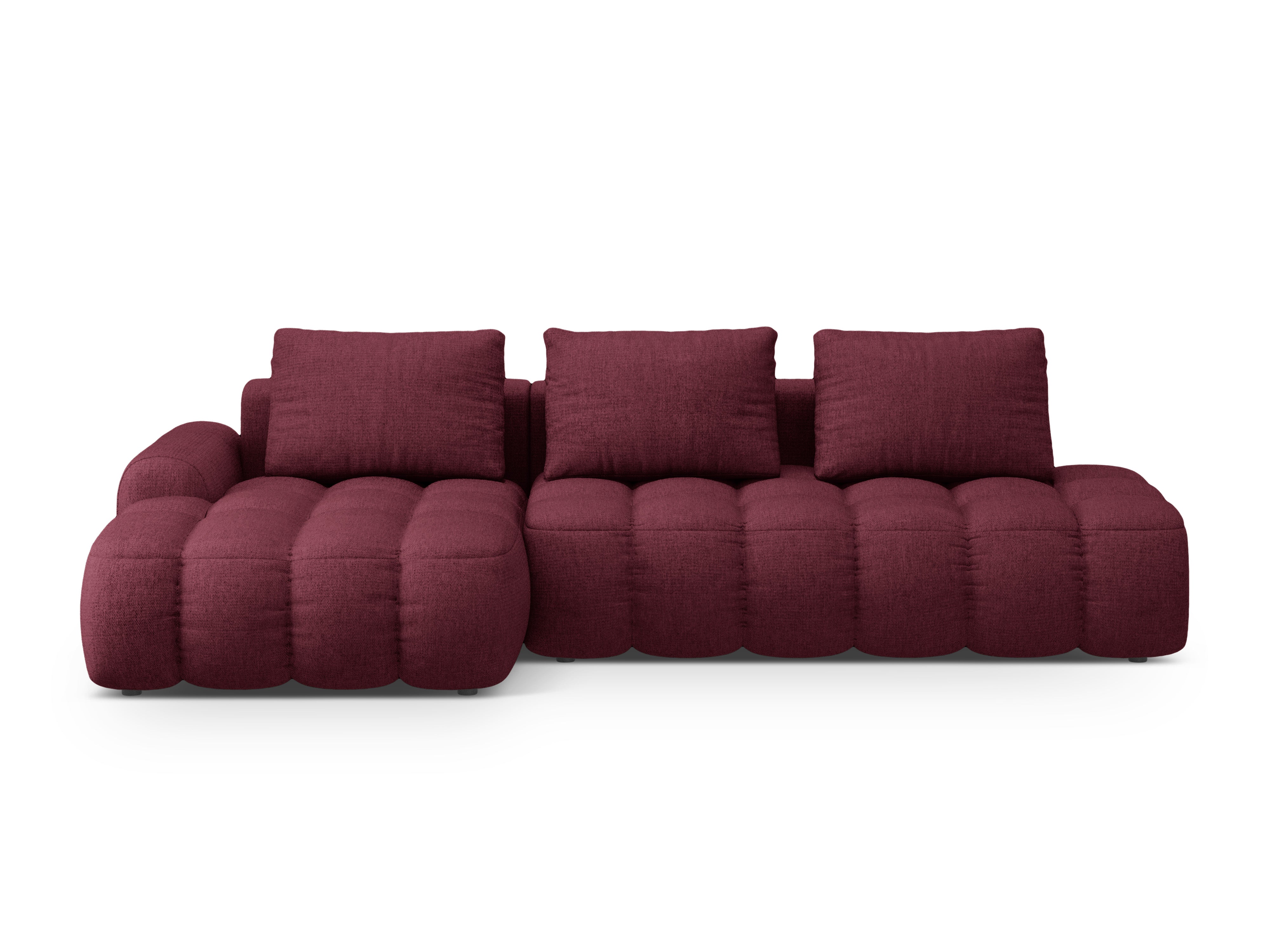 Left-sided corner sofa bed for 3 people LINZ burgundy