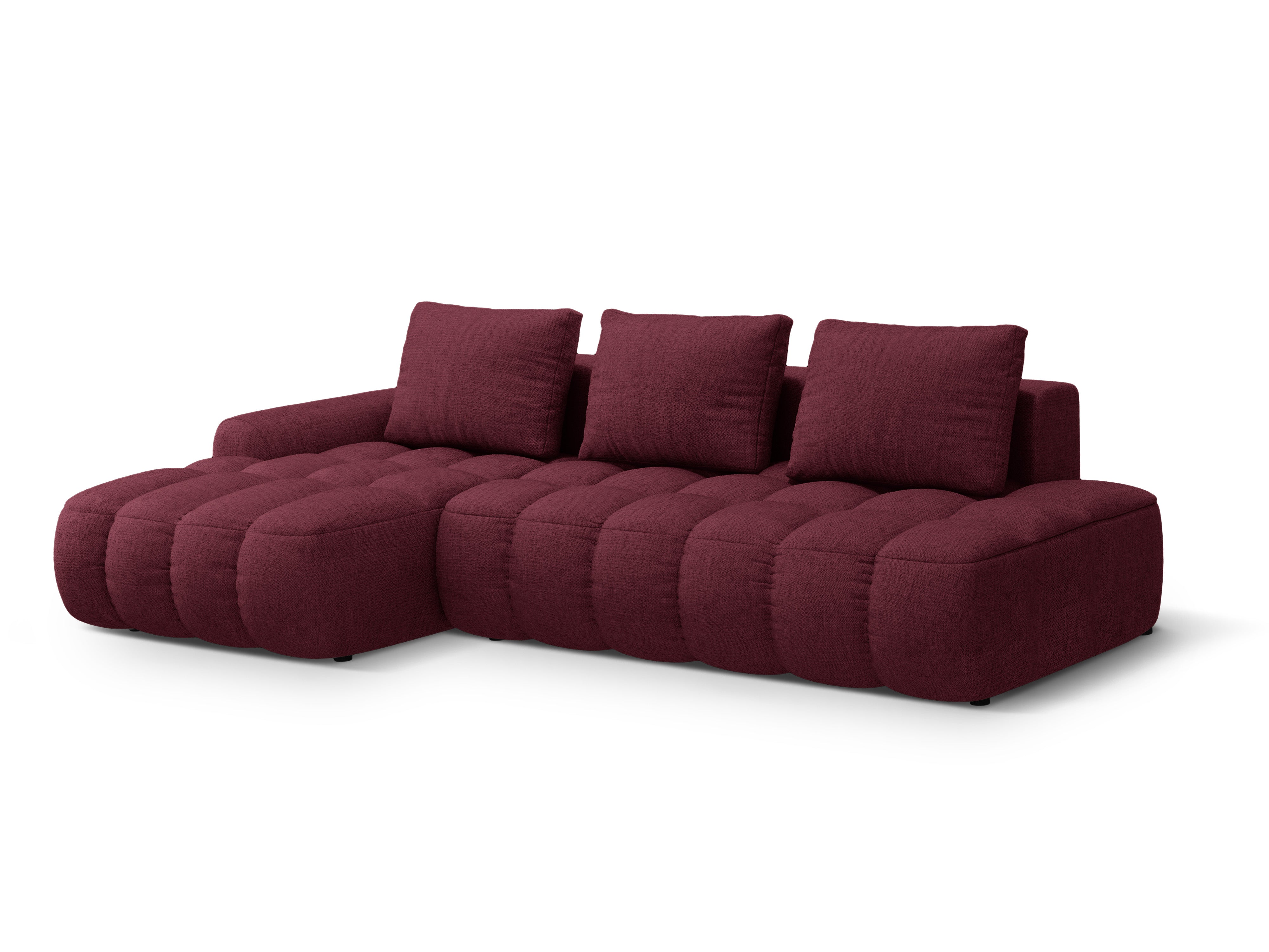 Left-sided corner sofa bed for 3 people LINZ burgundy