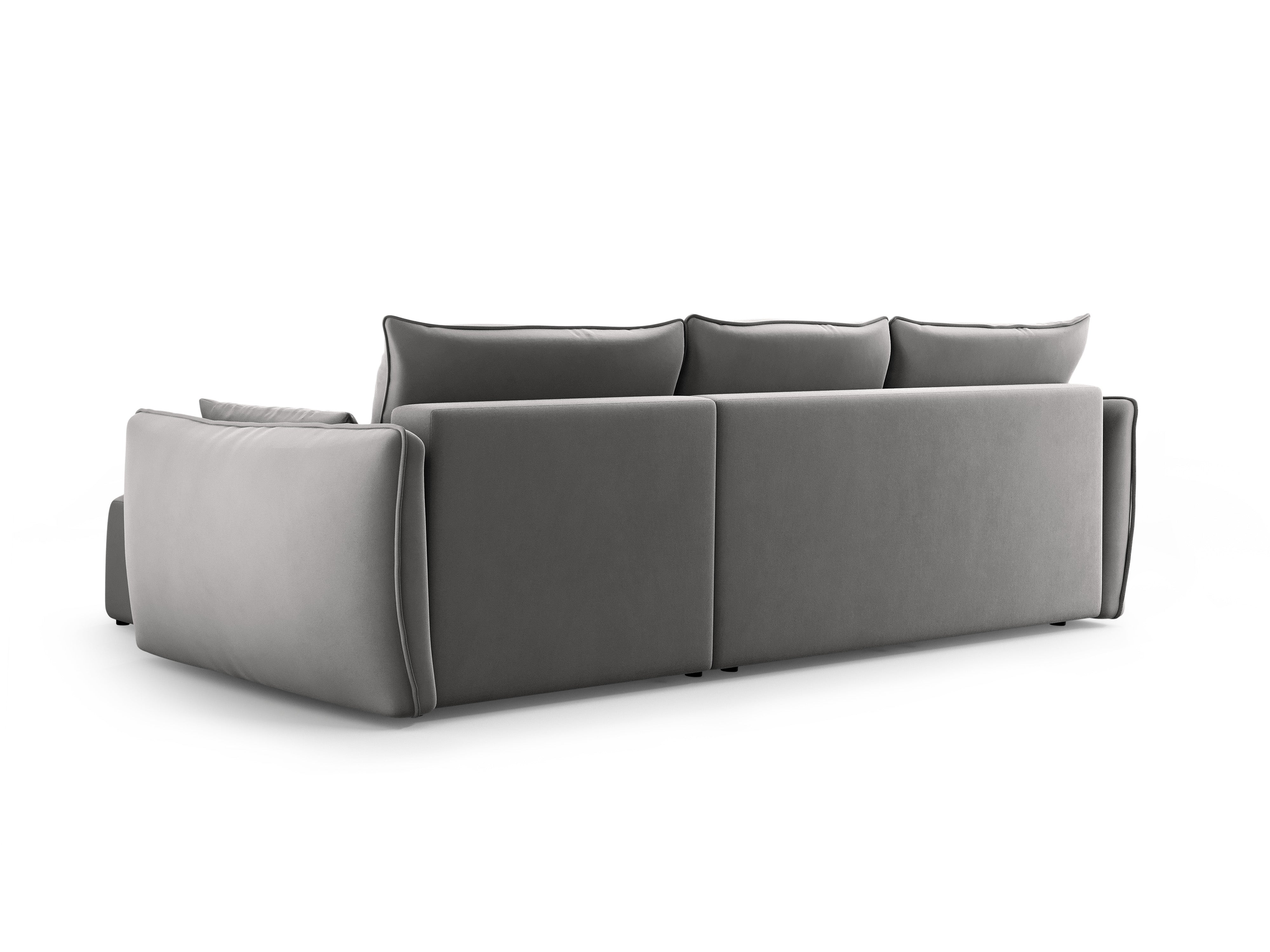 Linkes Samt-Ecksofa mit Schlaffunktion MATERA grau