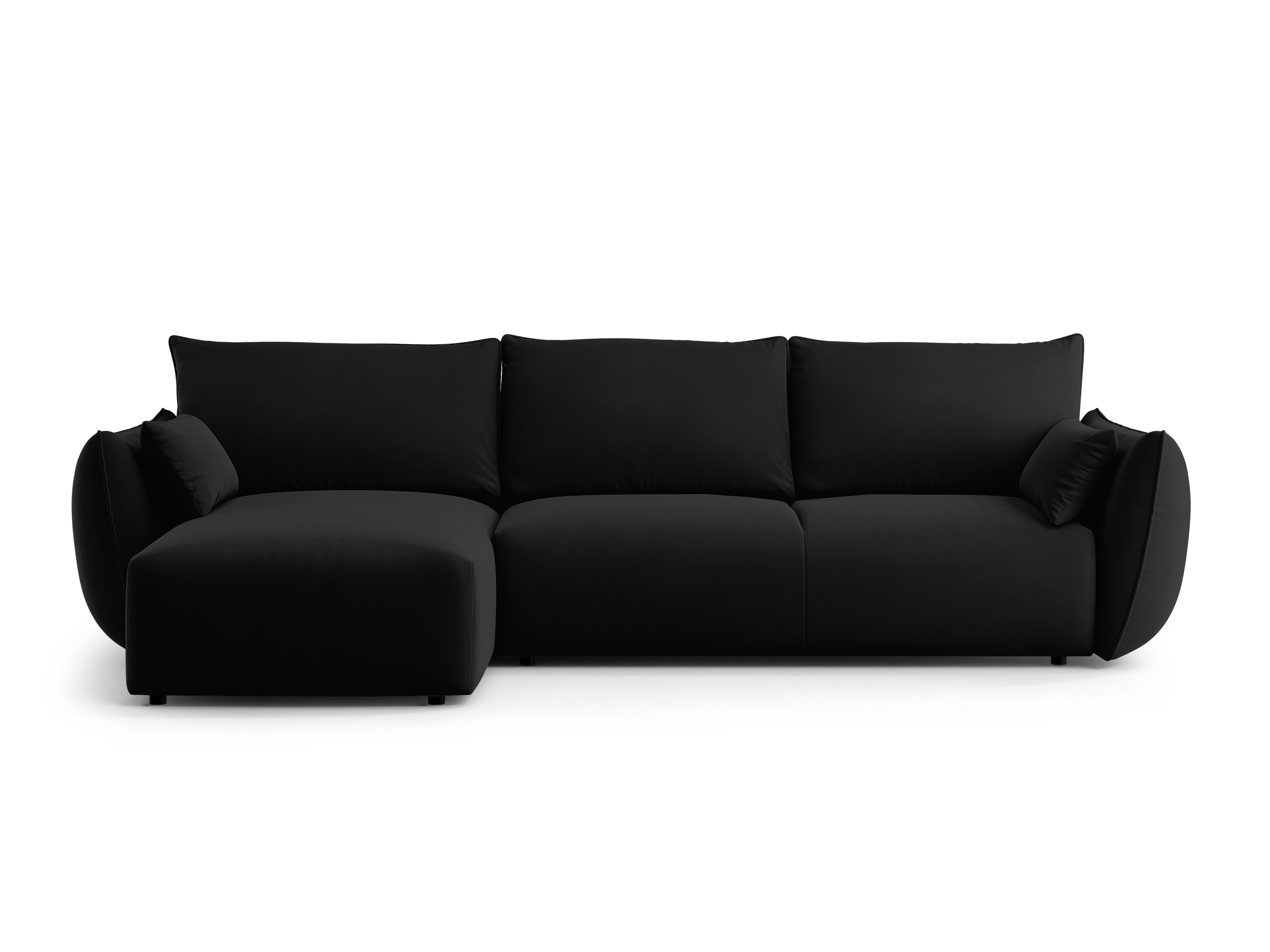 Linkes Samt-Ecksofa mit Schlaffunktion MATERA schwarz