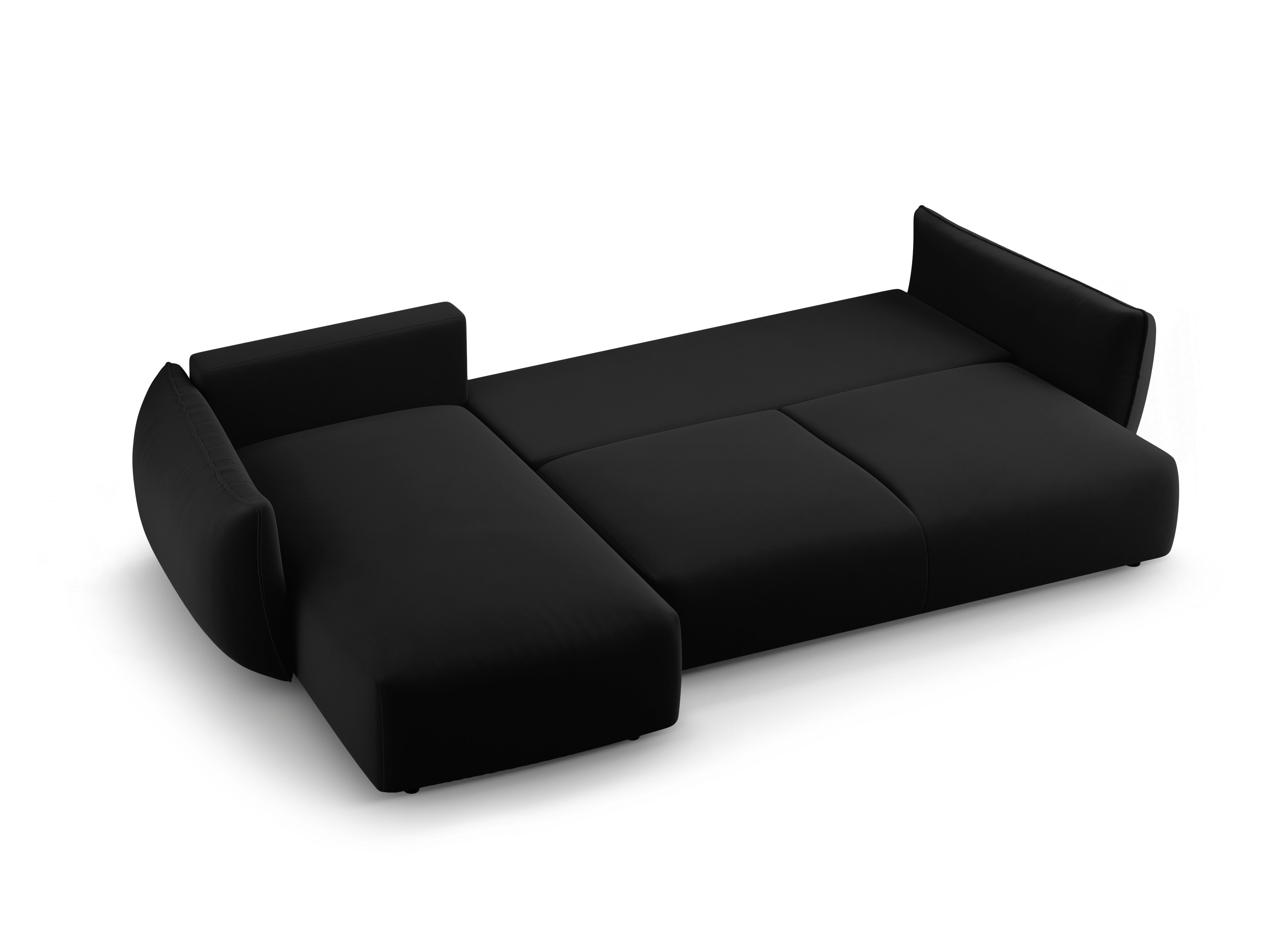 Linkes Samt-Ecksofa mit Schlaffunktion MATERA schwarz