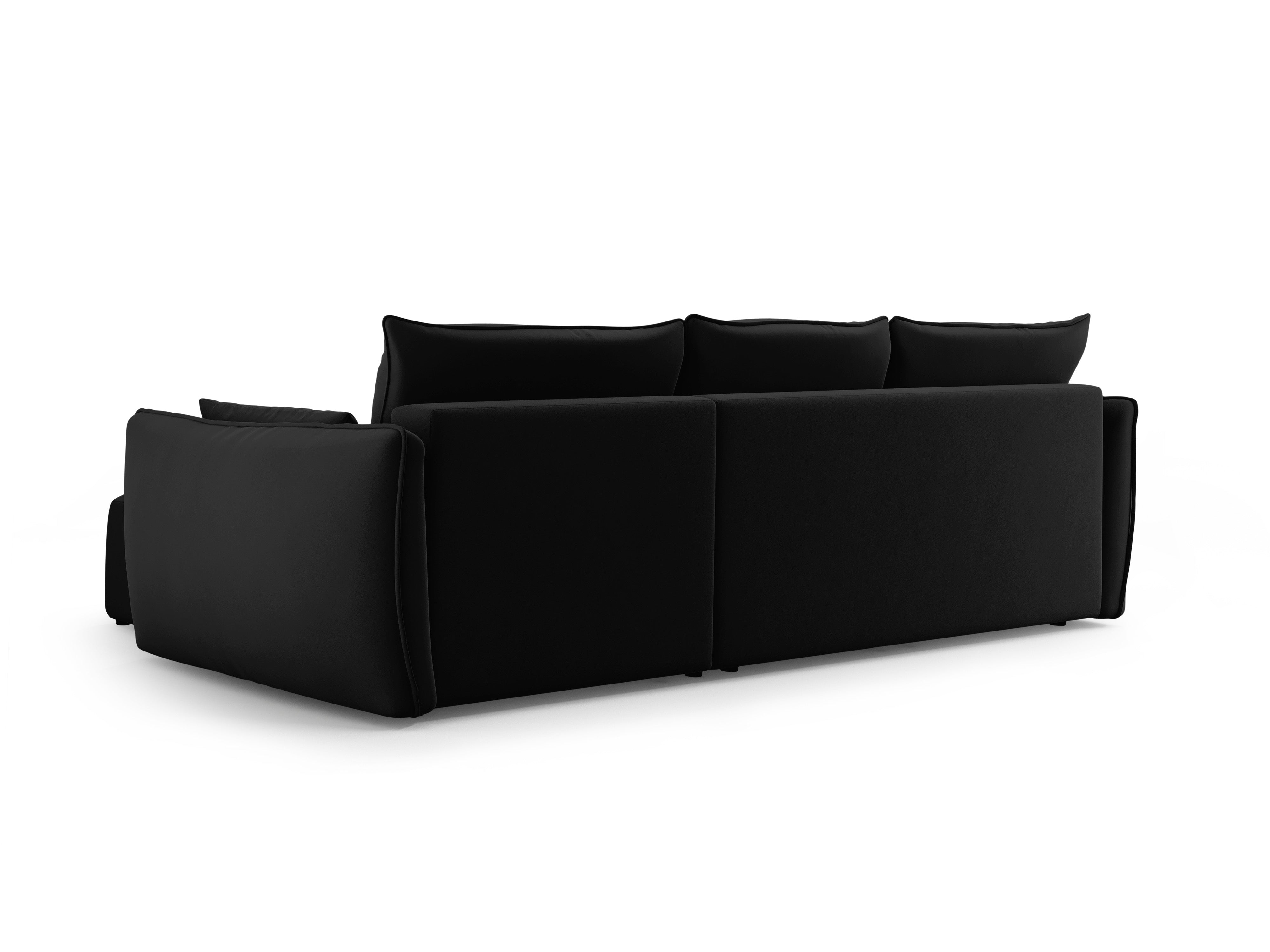 Linkes Samt-Ecksofa mit Schlaffunktion MATERA schwarz