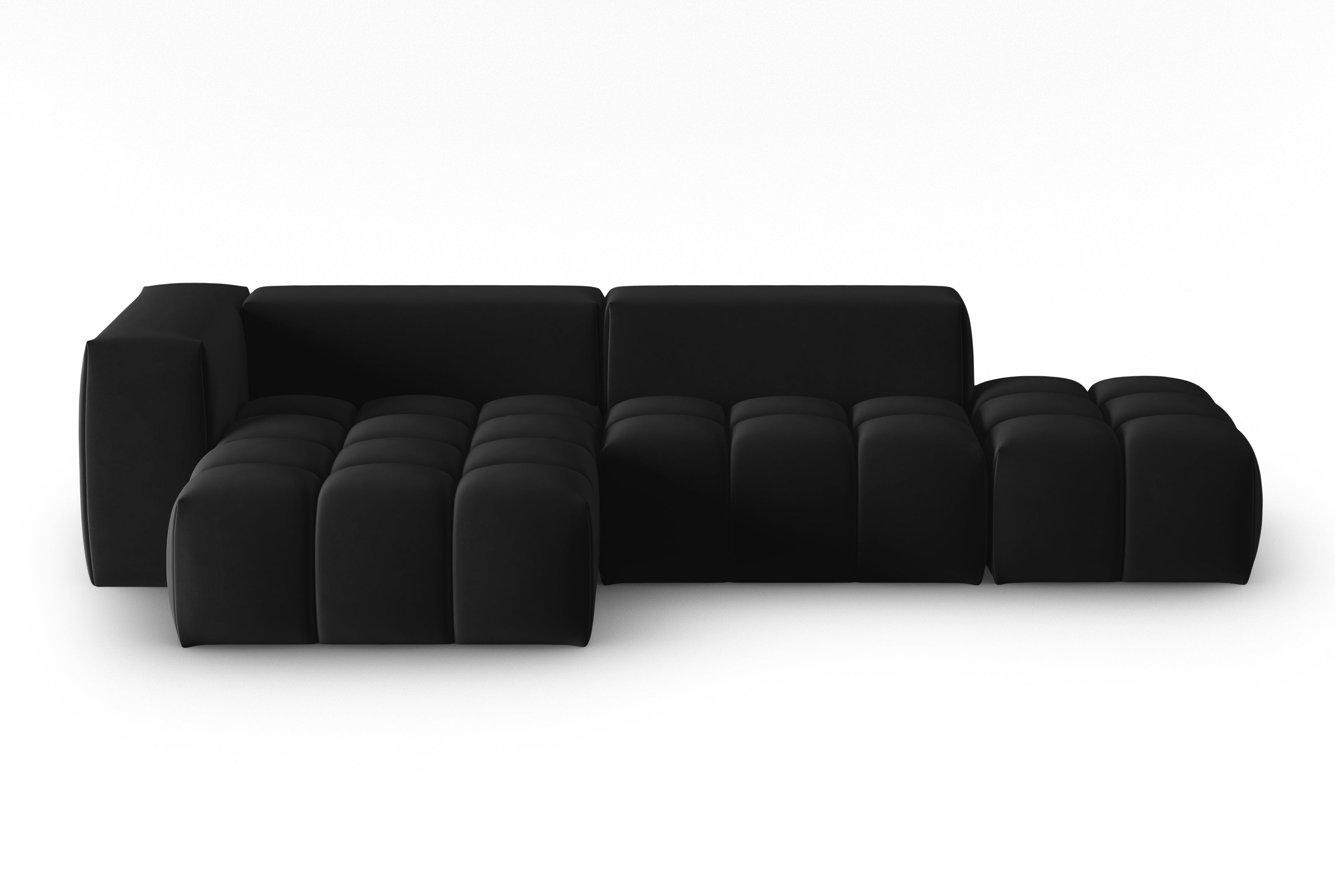 Open left-facing 4-seater velvet corner sofa VERONA black