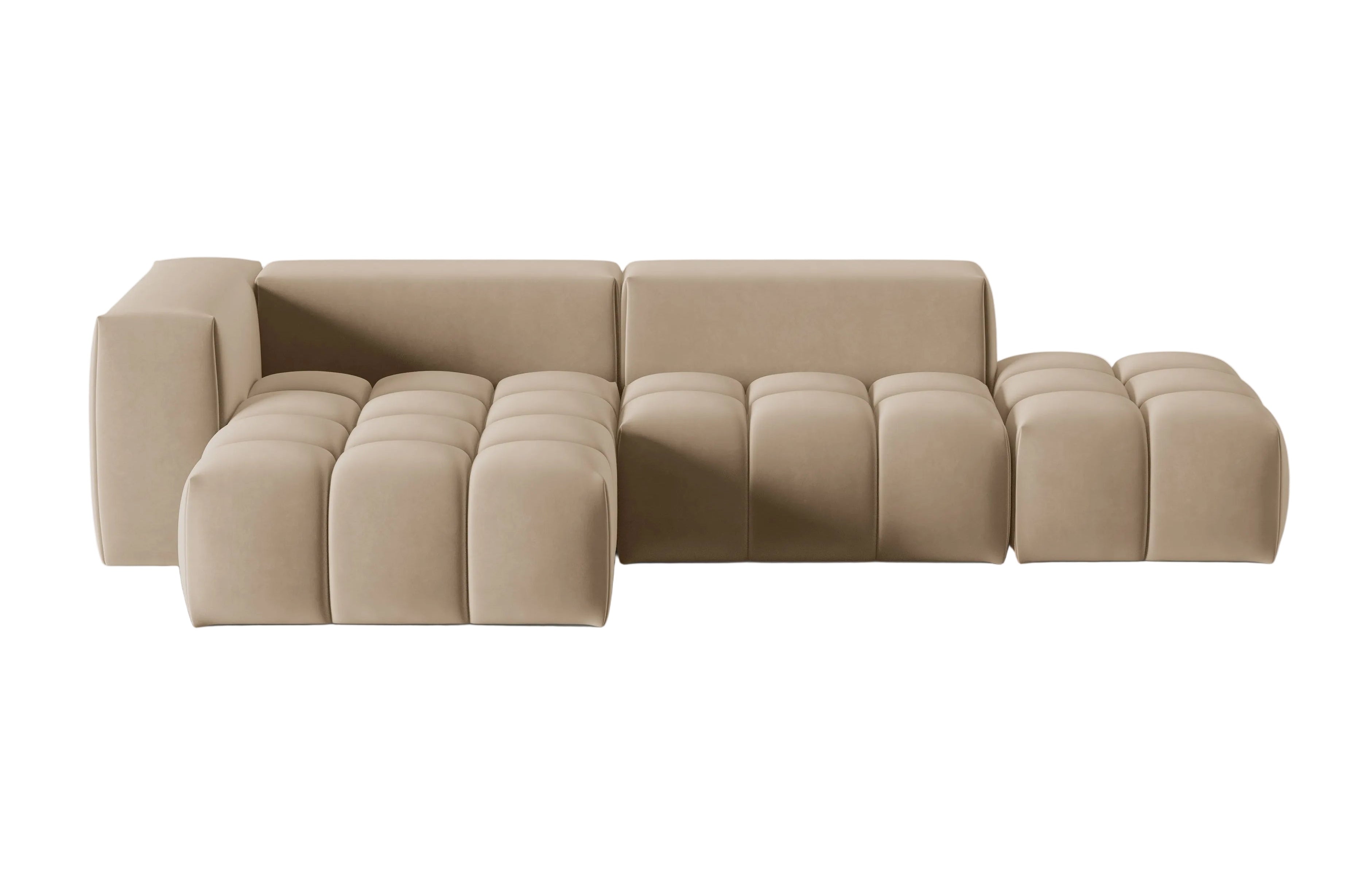 Open left-facing 4-seater velvet corner sofa VERONA sand