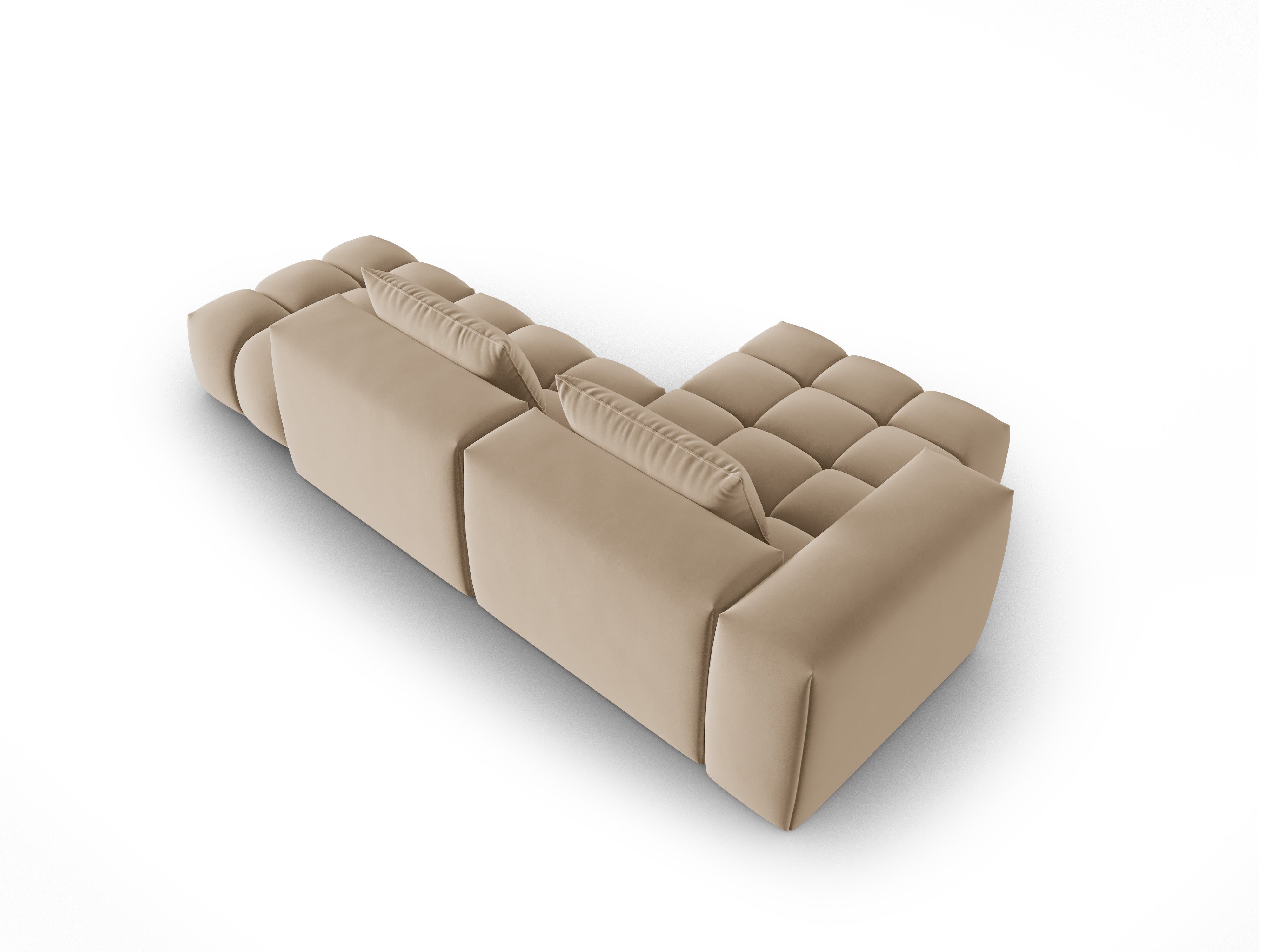 Open left-facing 4-seater velvet corner sofa VERONA sand