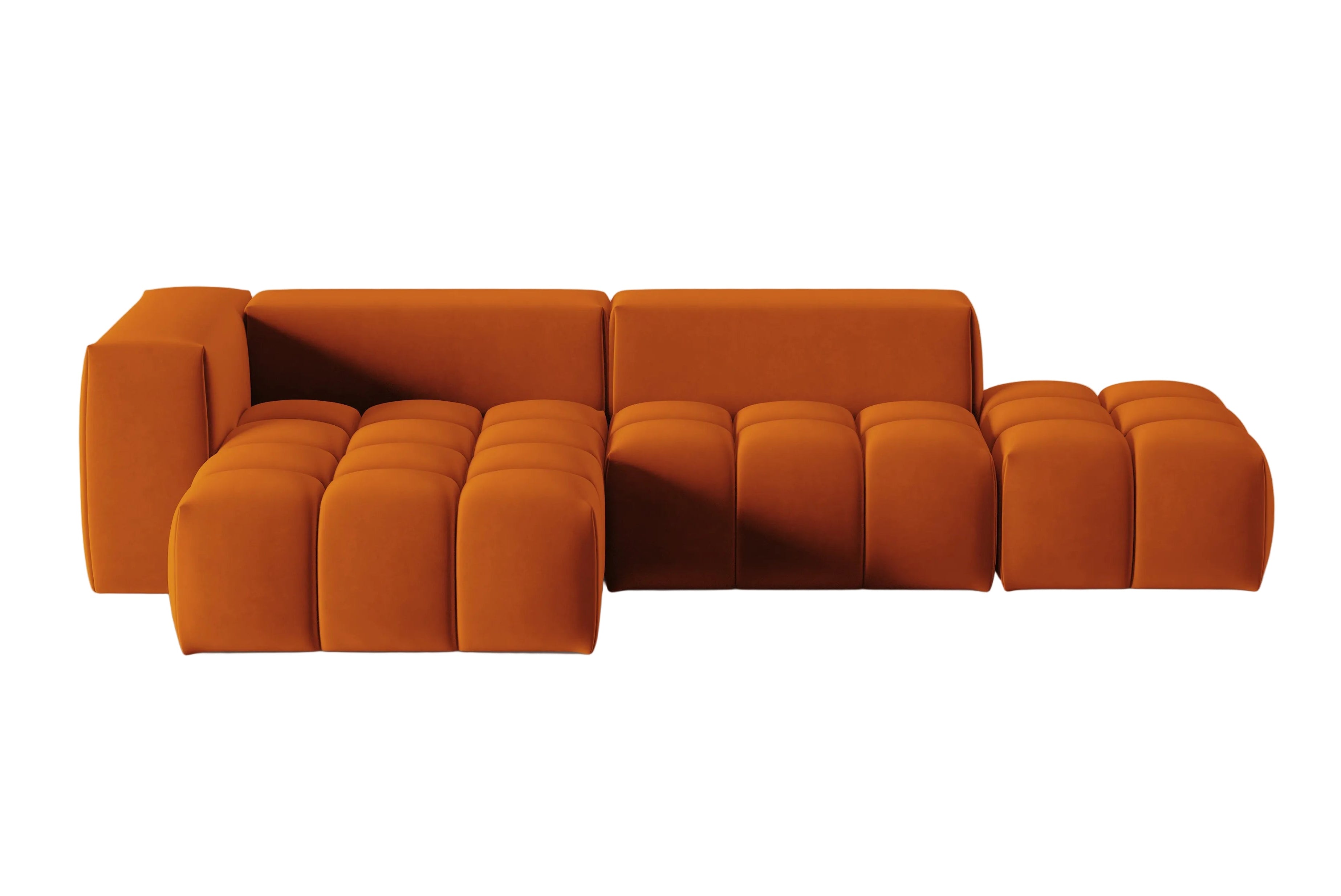 Open left-facing 4-seater velvet corner sofa VERONA brick