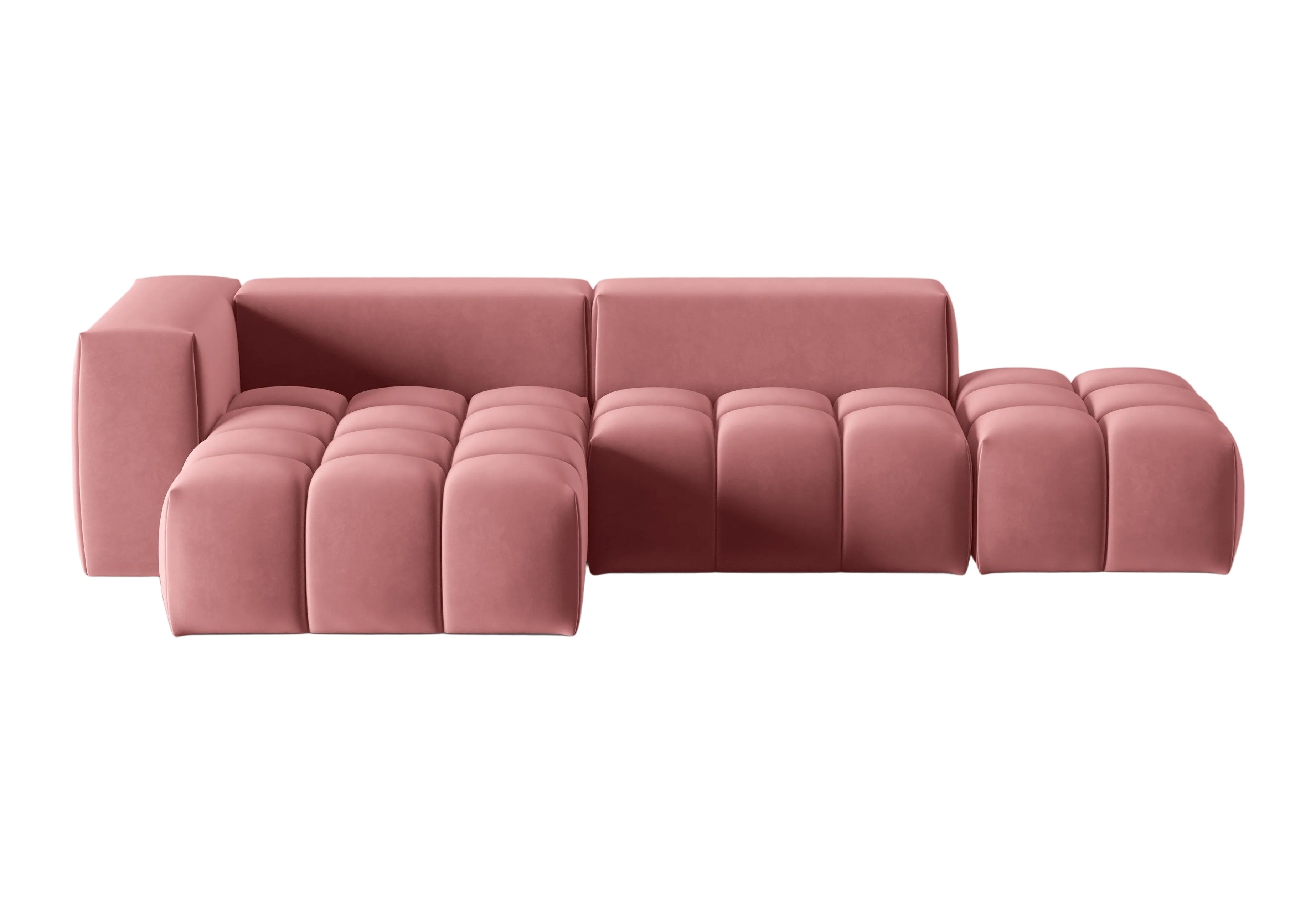 Open left-facing 4-seater velvet corner sofa VERONA flamingo pink