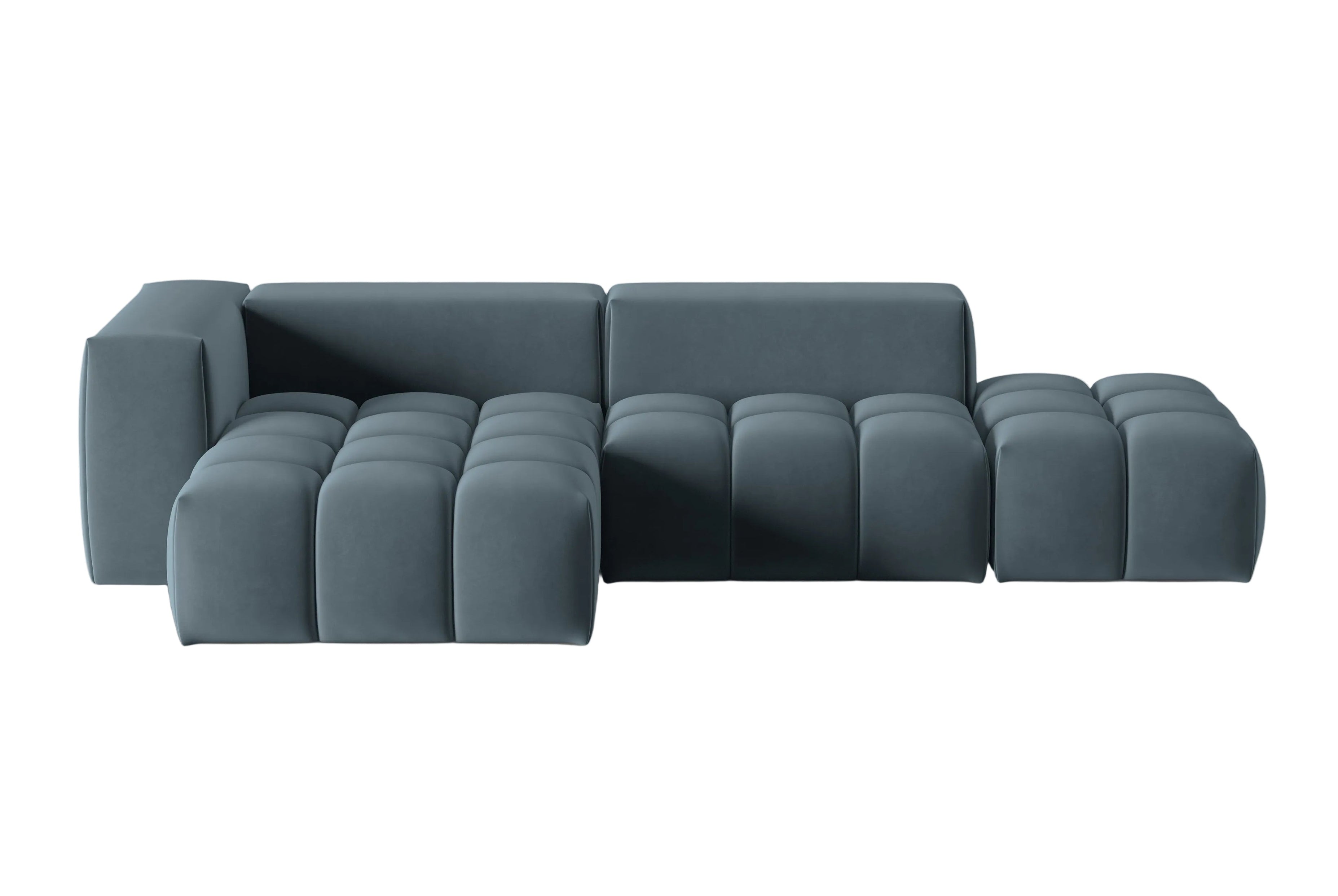 Open left-facing 4-seater velvet corner sofa VERONA blue