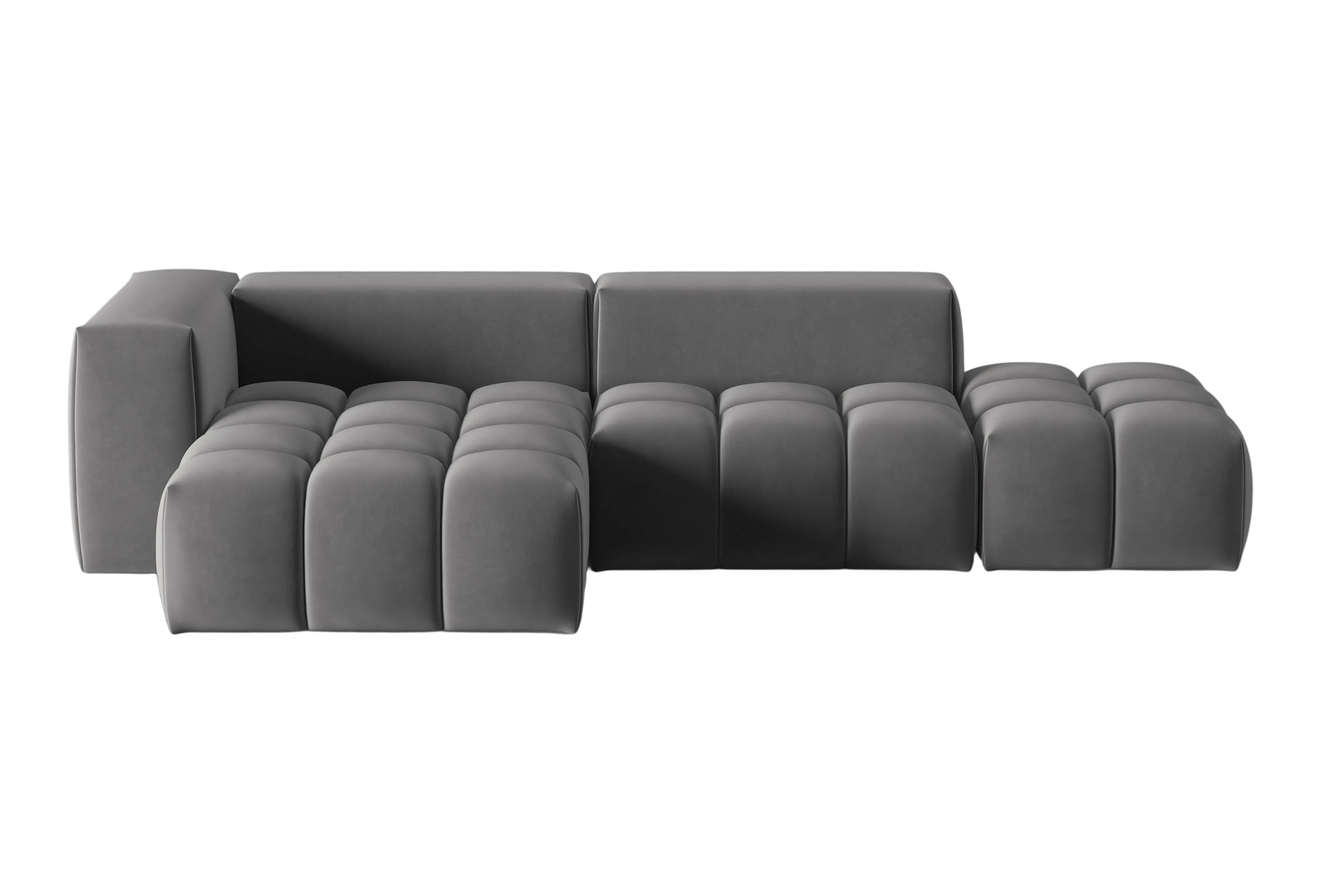 Open left-facing 4-seater velvet corner sofa VERONA gray