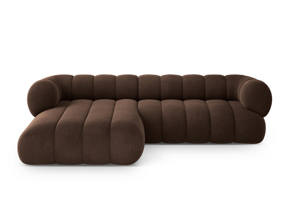 Chocolate Left-Handed Velvet Corner Sofa for 5 People KOGE