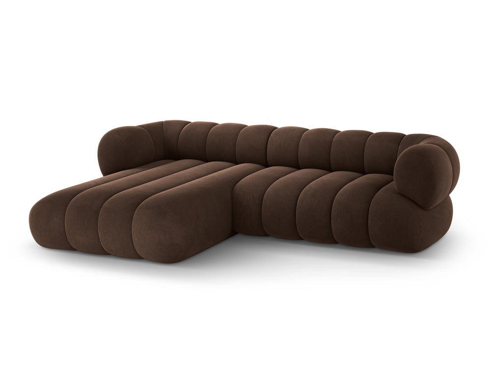 Chocolate Left-Handed Velvet Corner Sofa for 5 People KOGE