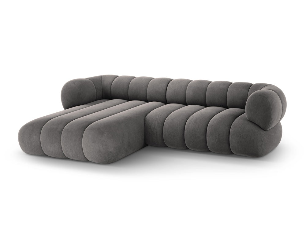 Samt-Ecksofa für 5 Personen links KOGE dunkelgrau