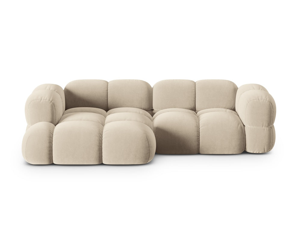 Samt-Ecksofa 3-sitzig links LORETTO beige