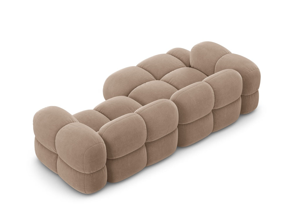 Samt-Ecksofa 3-sitzig links LORETTO dunkelbeige