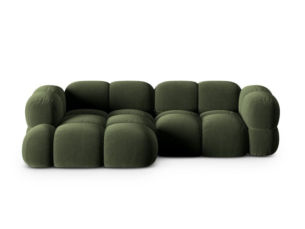 Samt-Ecksofa 3-sitzig links LORETTO grün