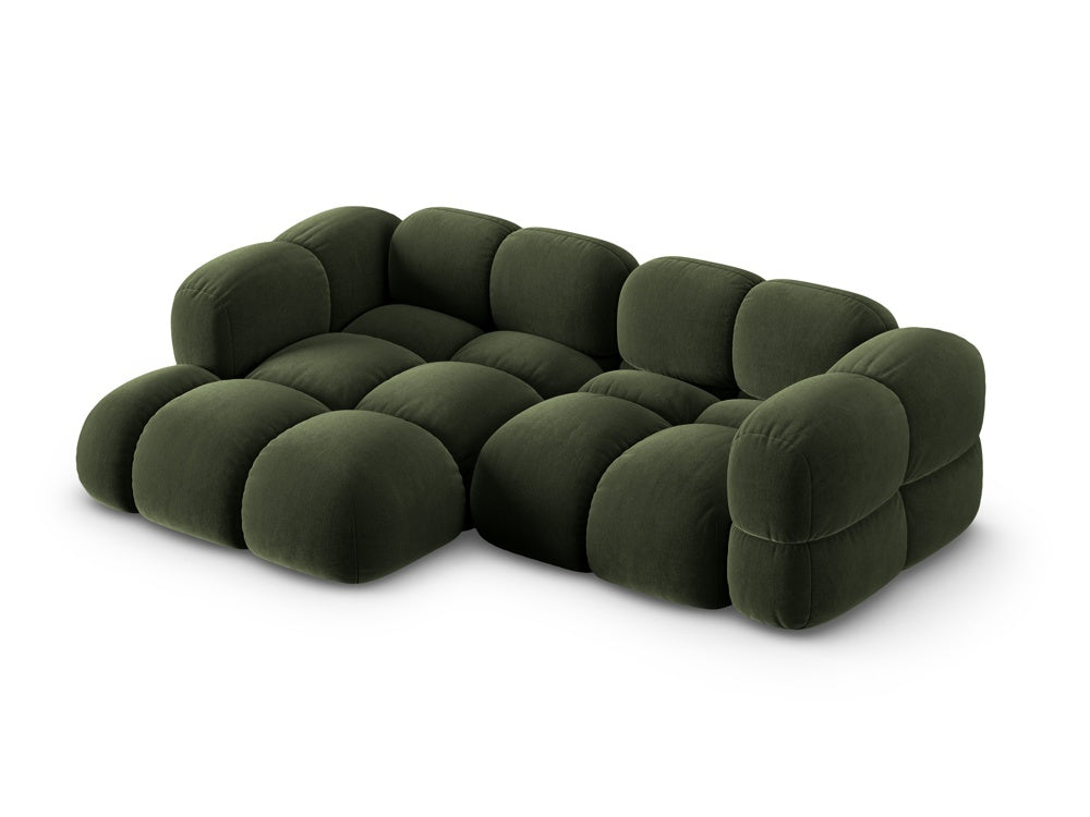 Samt-Ecksofa 3-sitzig links LORETTO grün