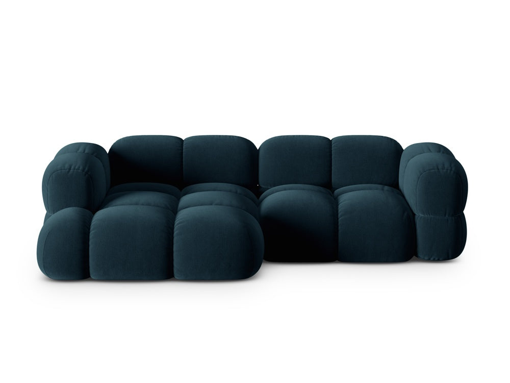 Samt-Ecksofa 3-sitzig links LORETTO petrol