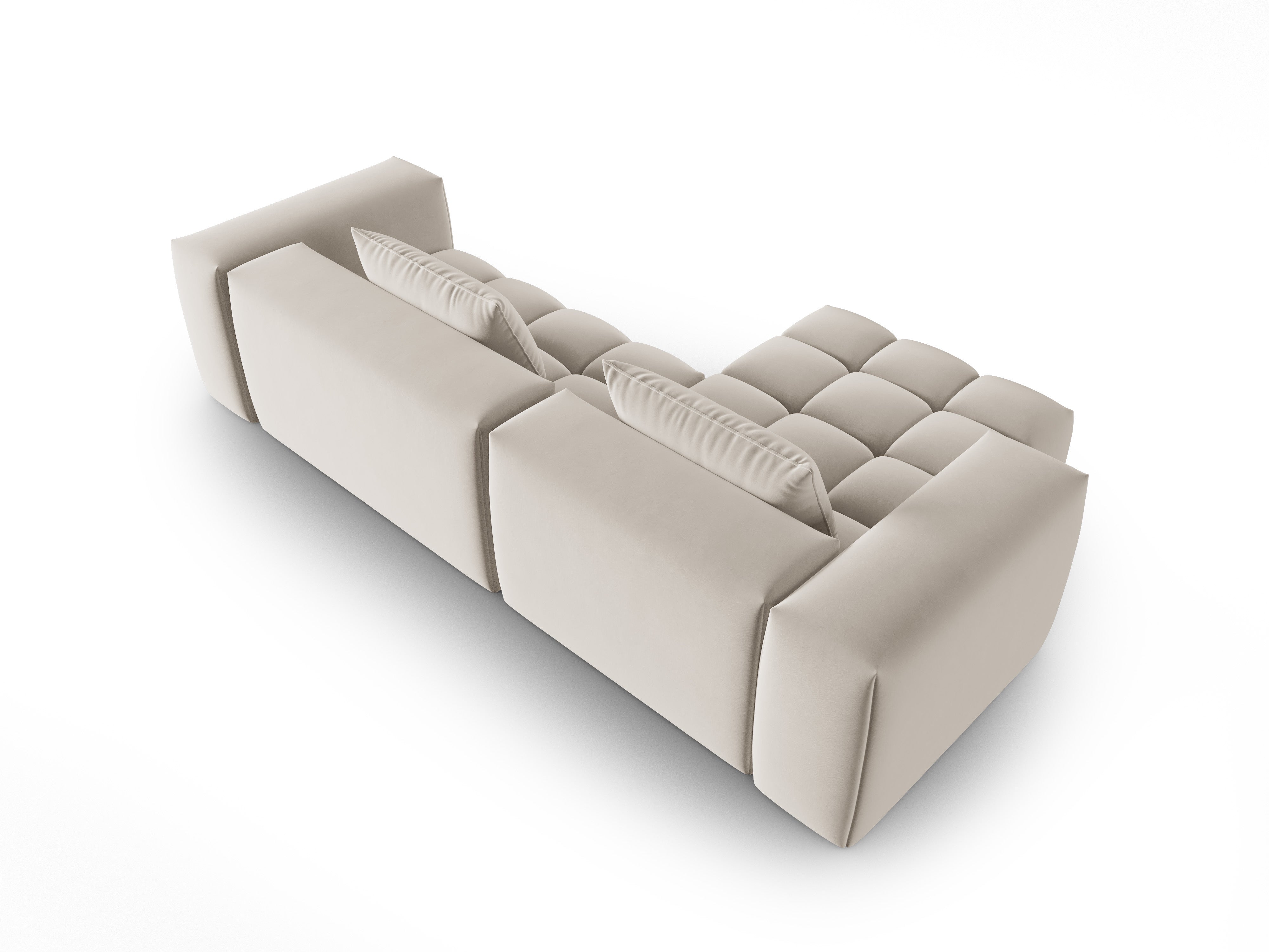 Velvet Corner Sofa for 3 People Left Side VERONA Ecru