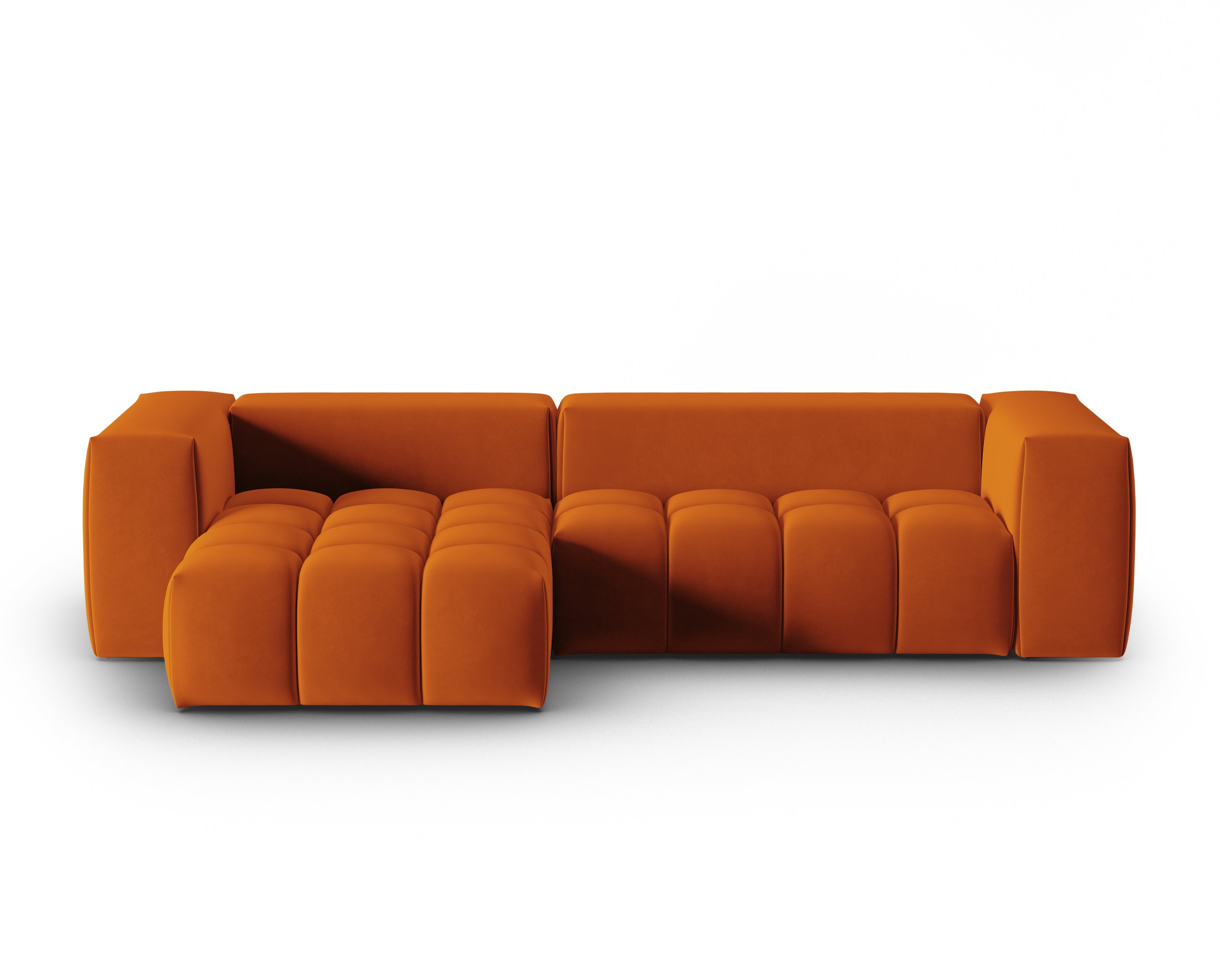 Velvet Corner Sofa for 3 People Left Side VERONA Brick
