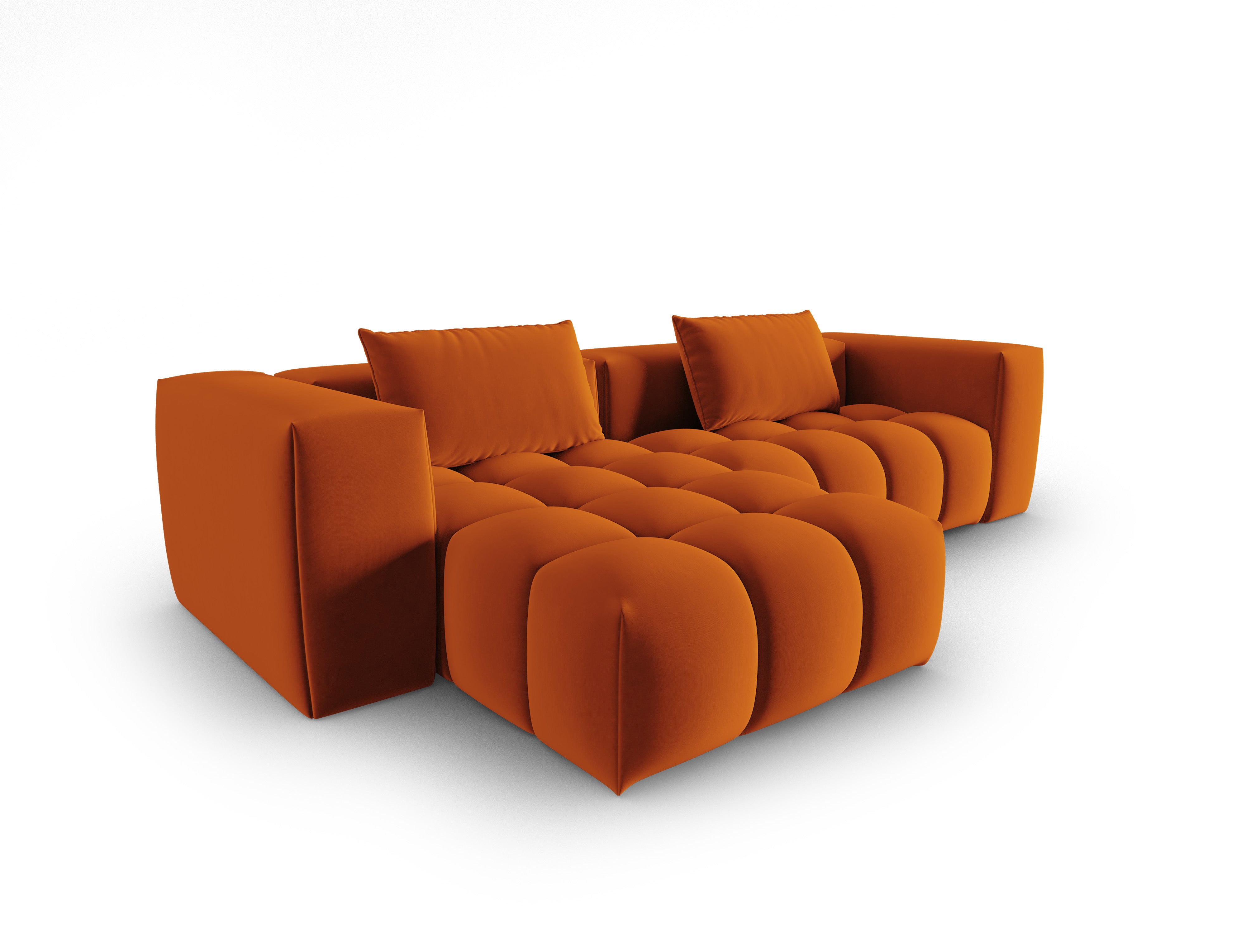 Velvet Corner Sofa for 3 People Left Side VERONA Brick