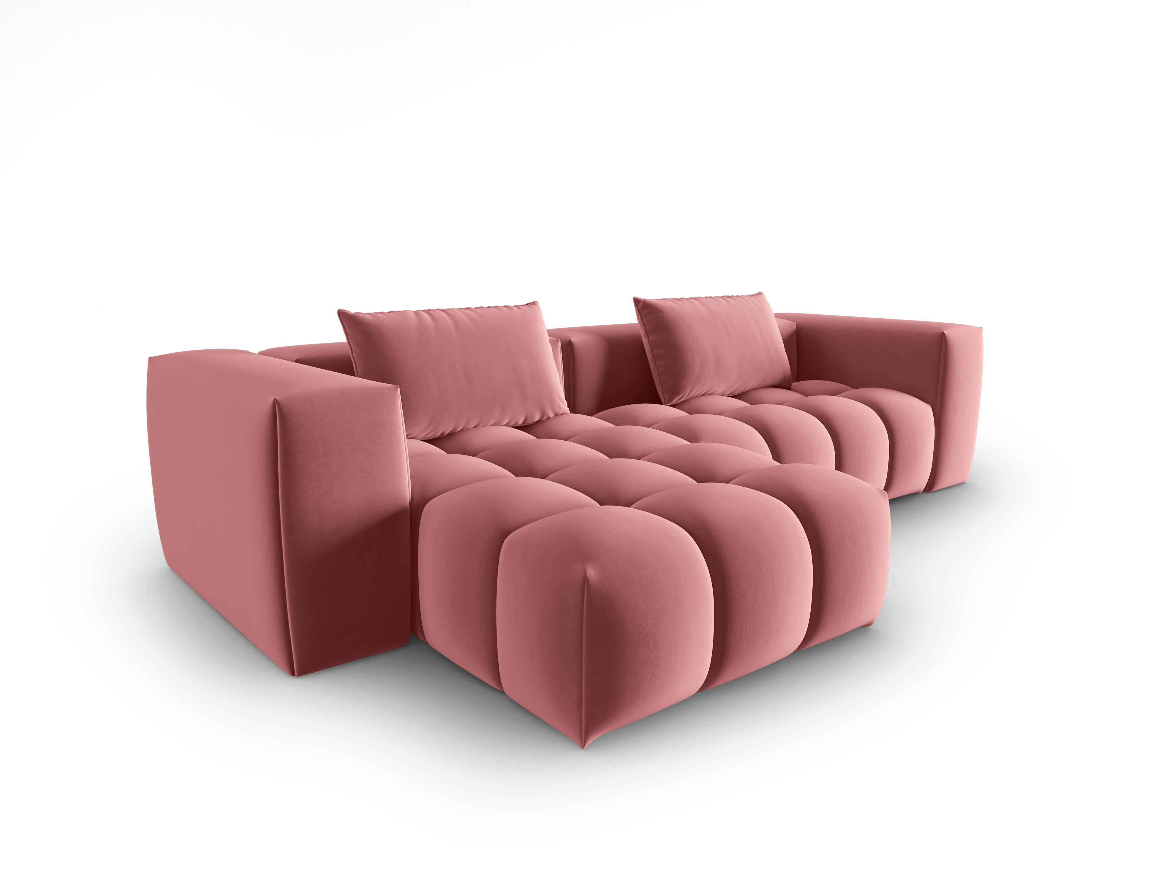 Velvet Corner Sofa for 3 People Left Side VERONA Flamingo Pink