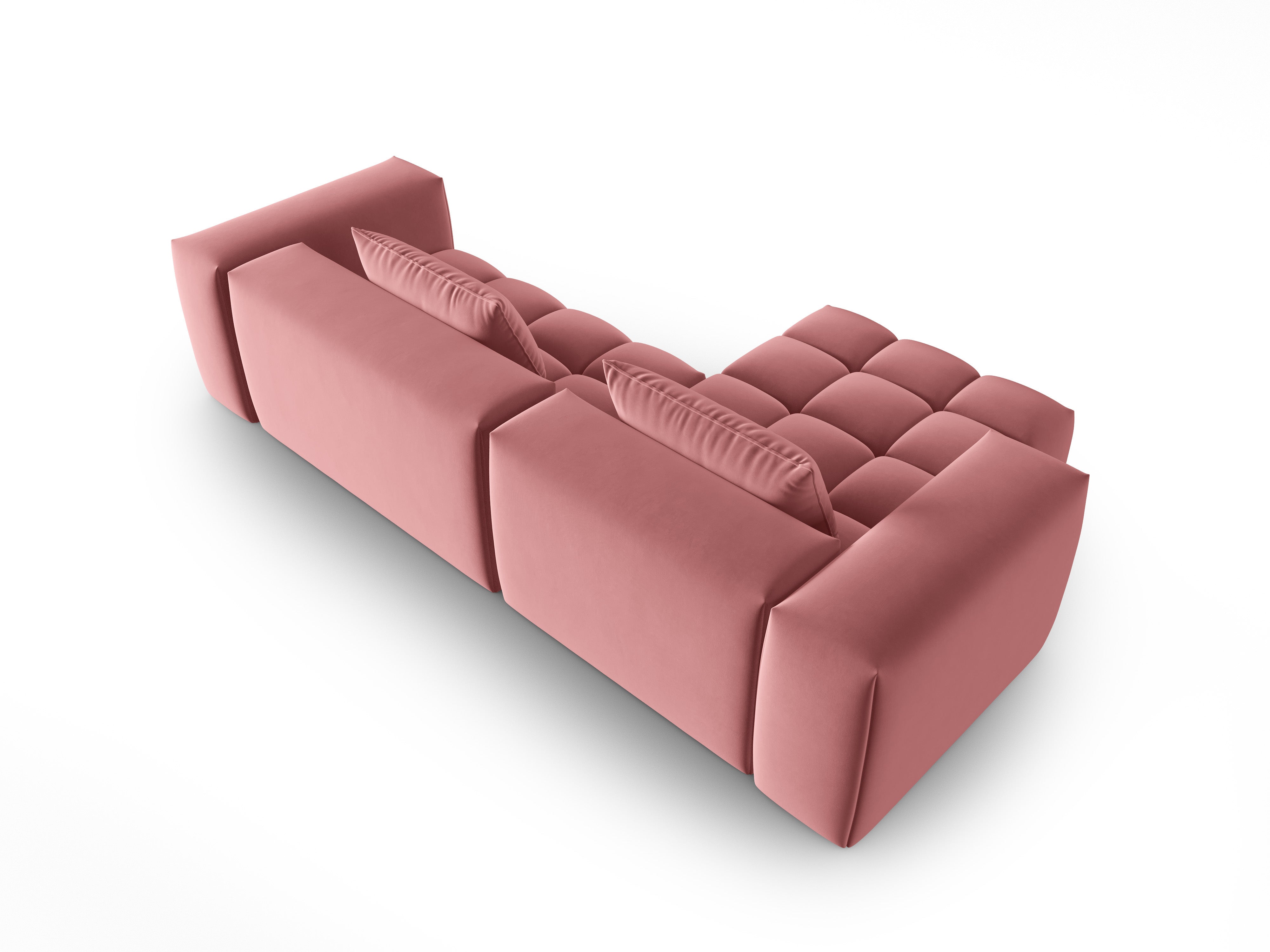 Velvet Corner Sofa for 3 People Left Side VERONA Flamingo Pink