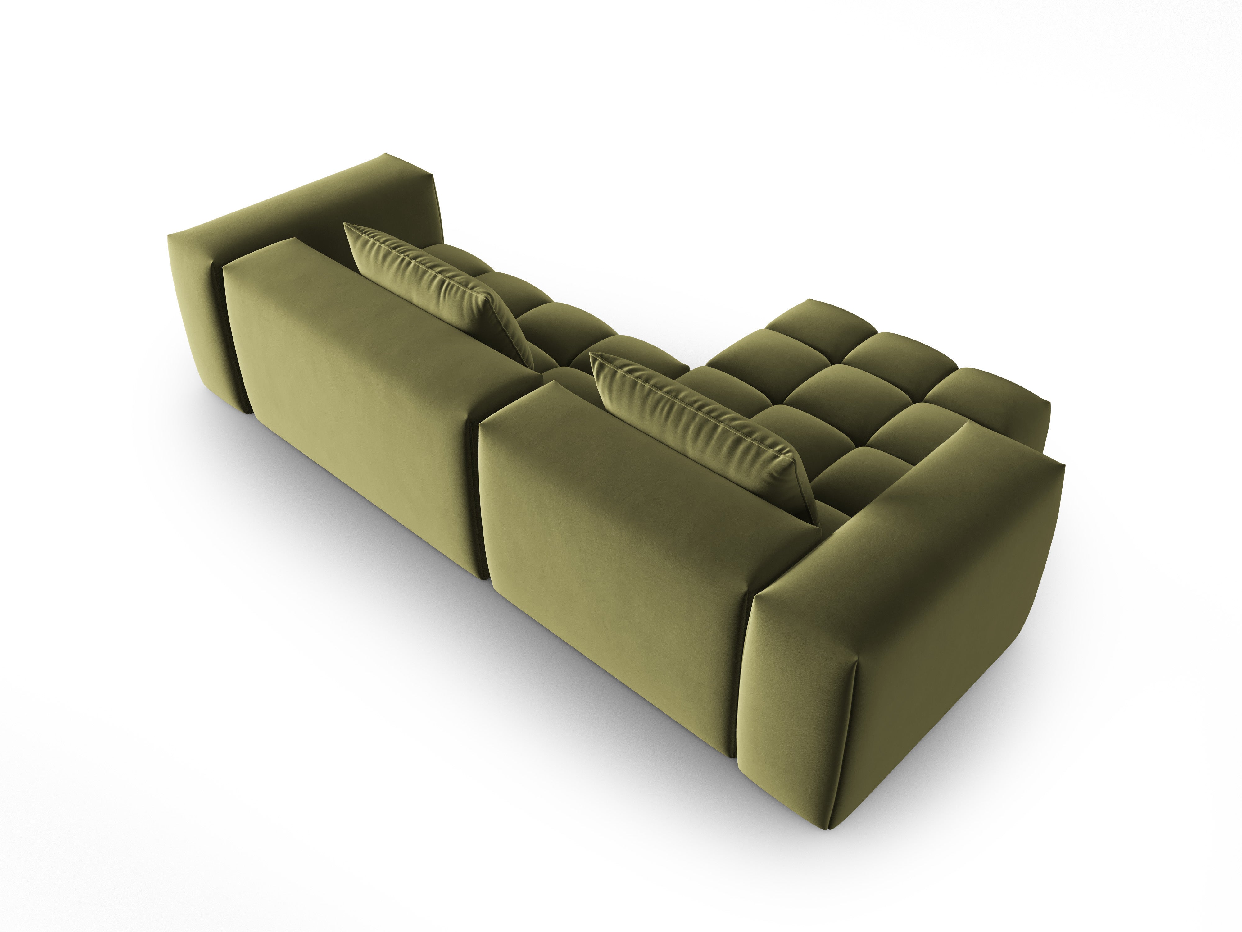 Velvet Corner Sofa for 3 People Left Side VERONA Light Green