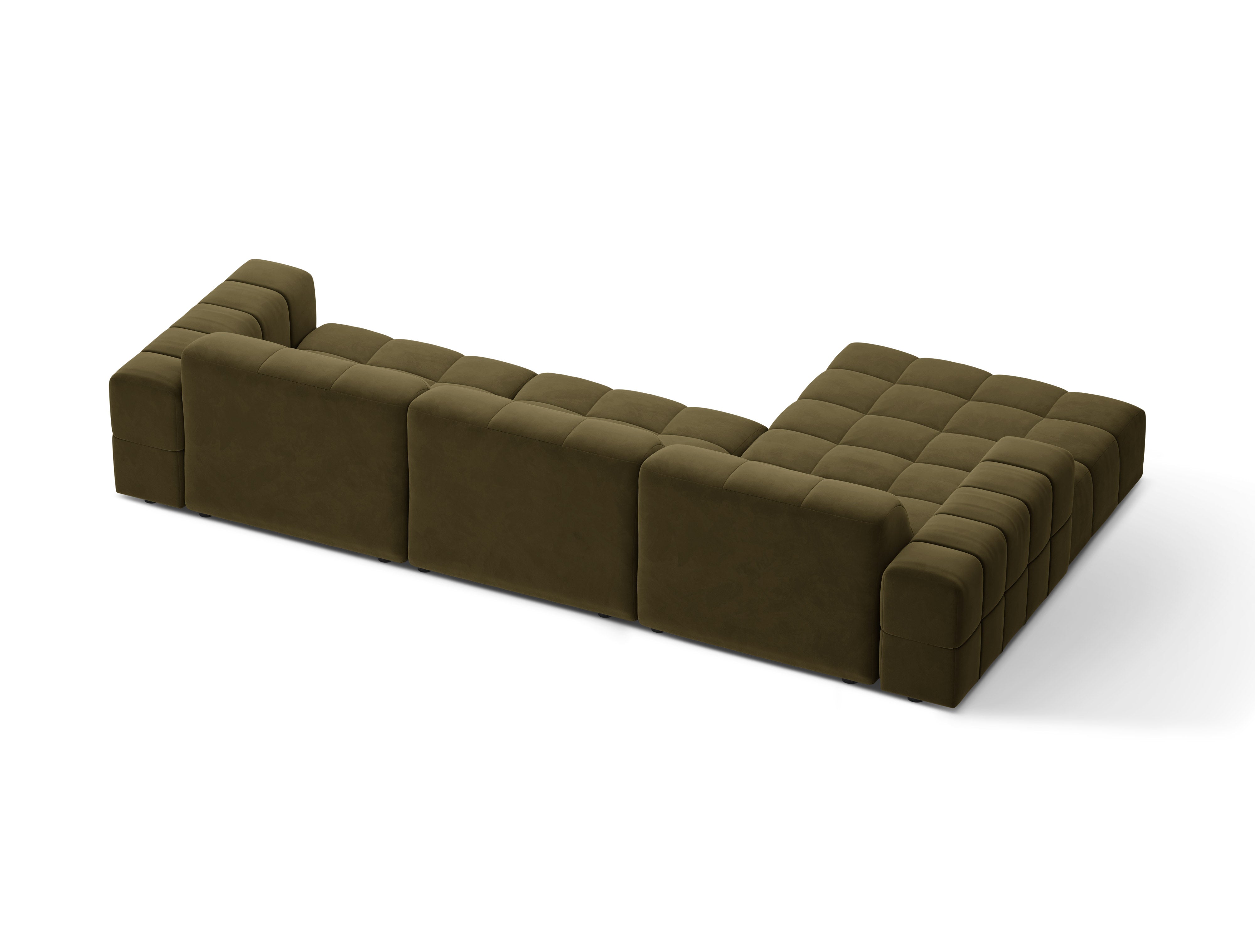 Left-handed velvet 4-seater olive chicago corner