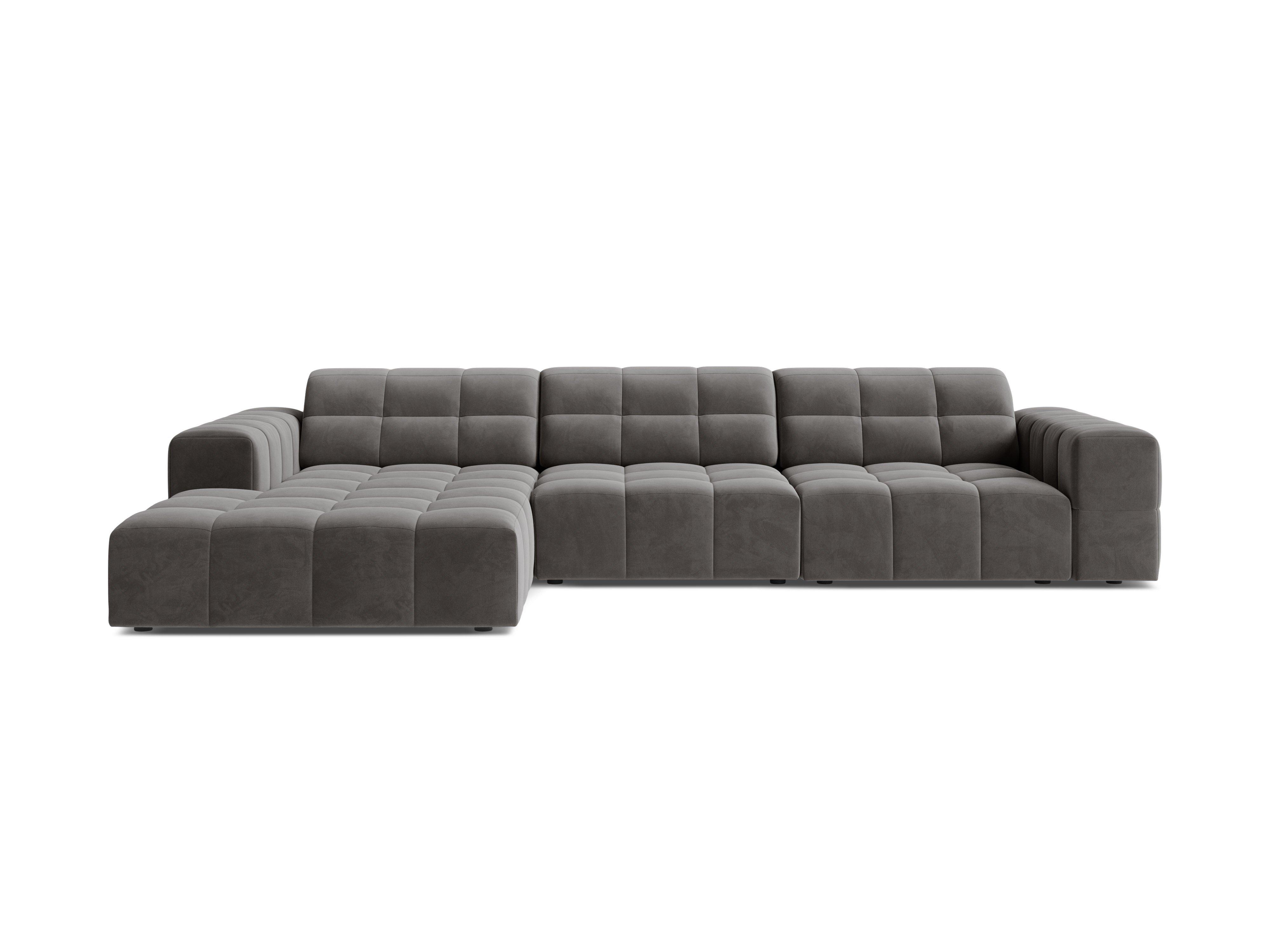 Left-handed velvet 4-seater chicago gray corner