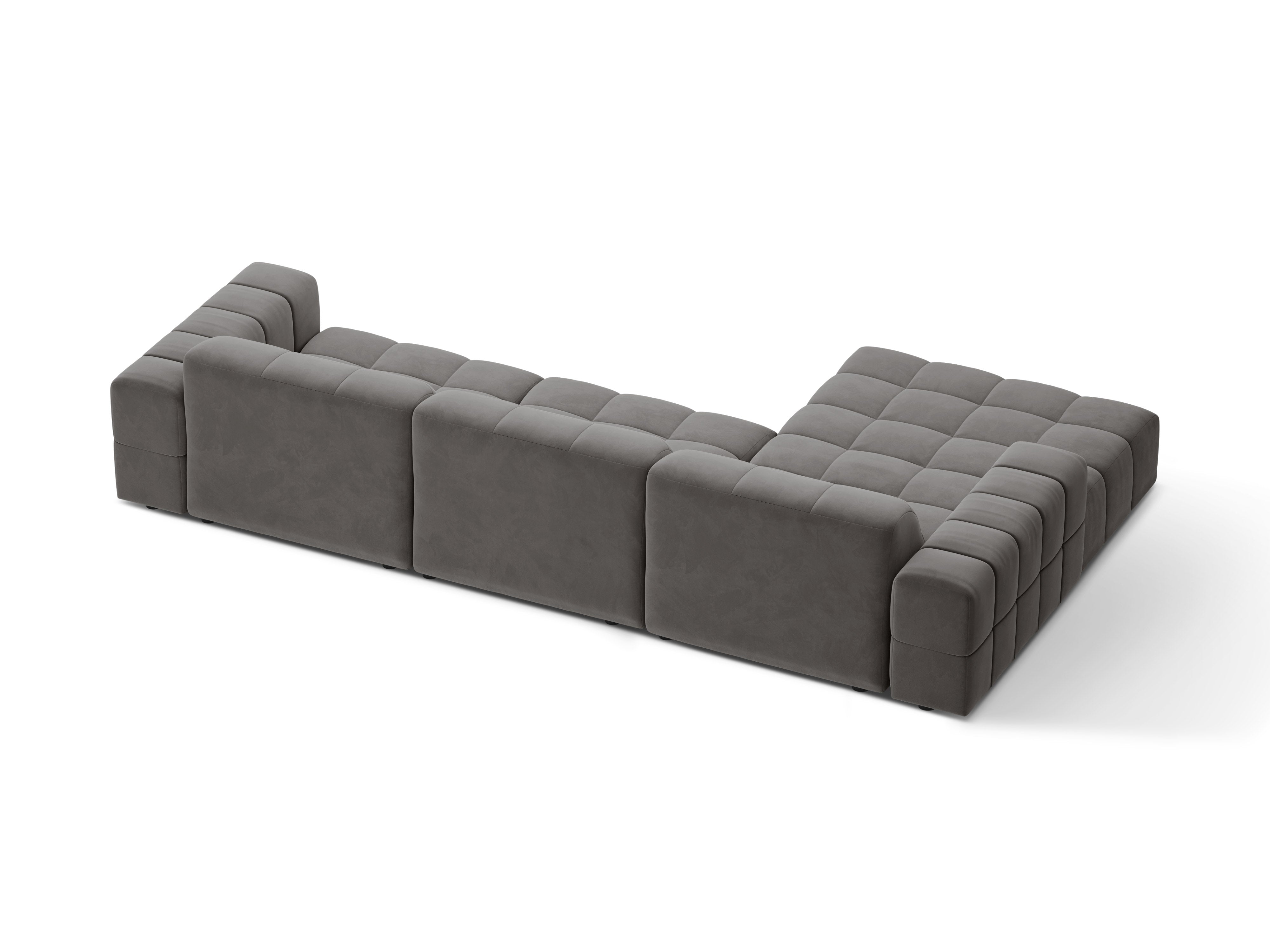 Left-handed velvet 4-seater chicago gray corner