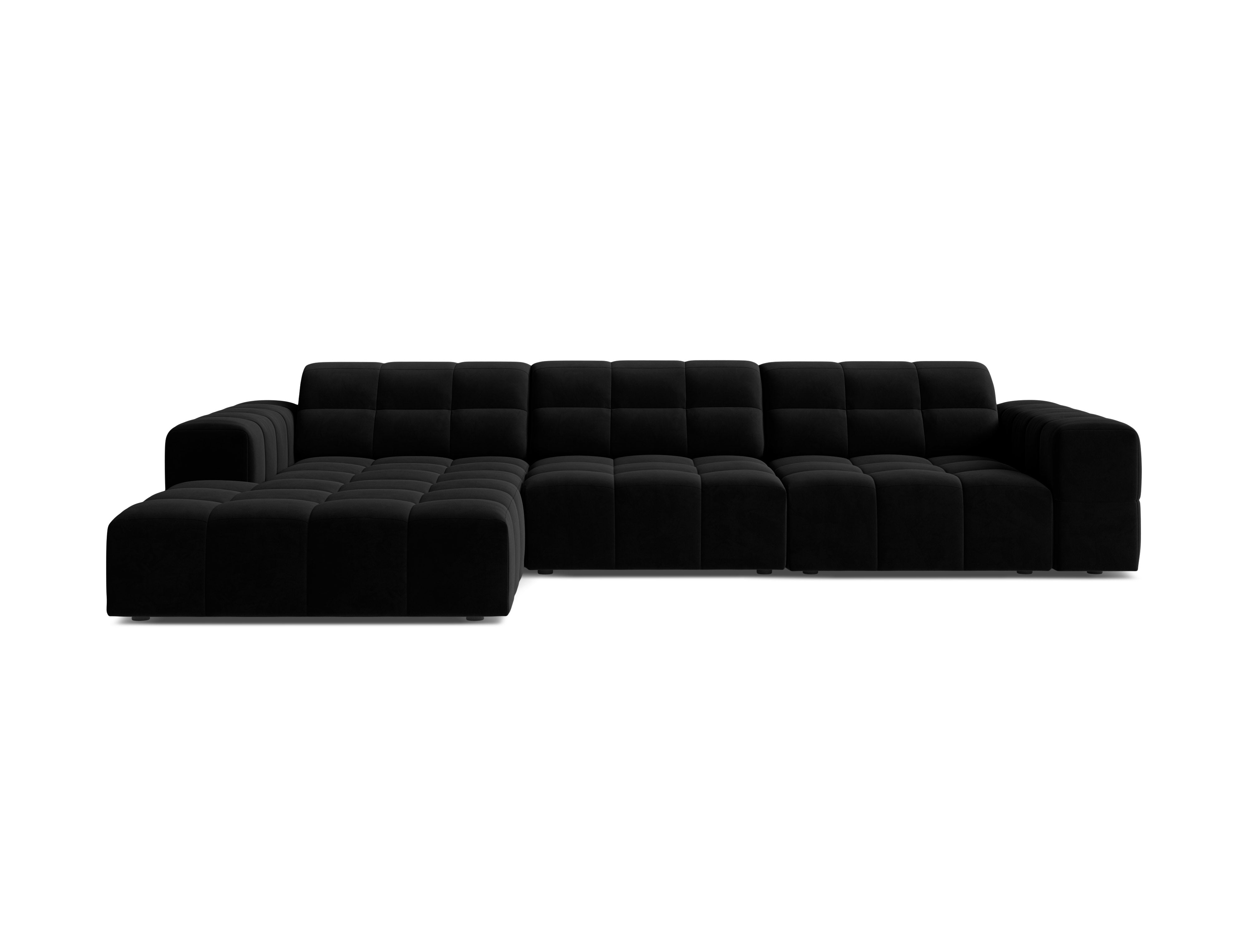 Left-handed velvet 4-seater chicago black