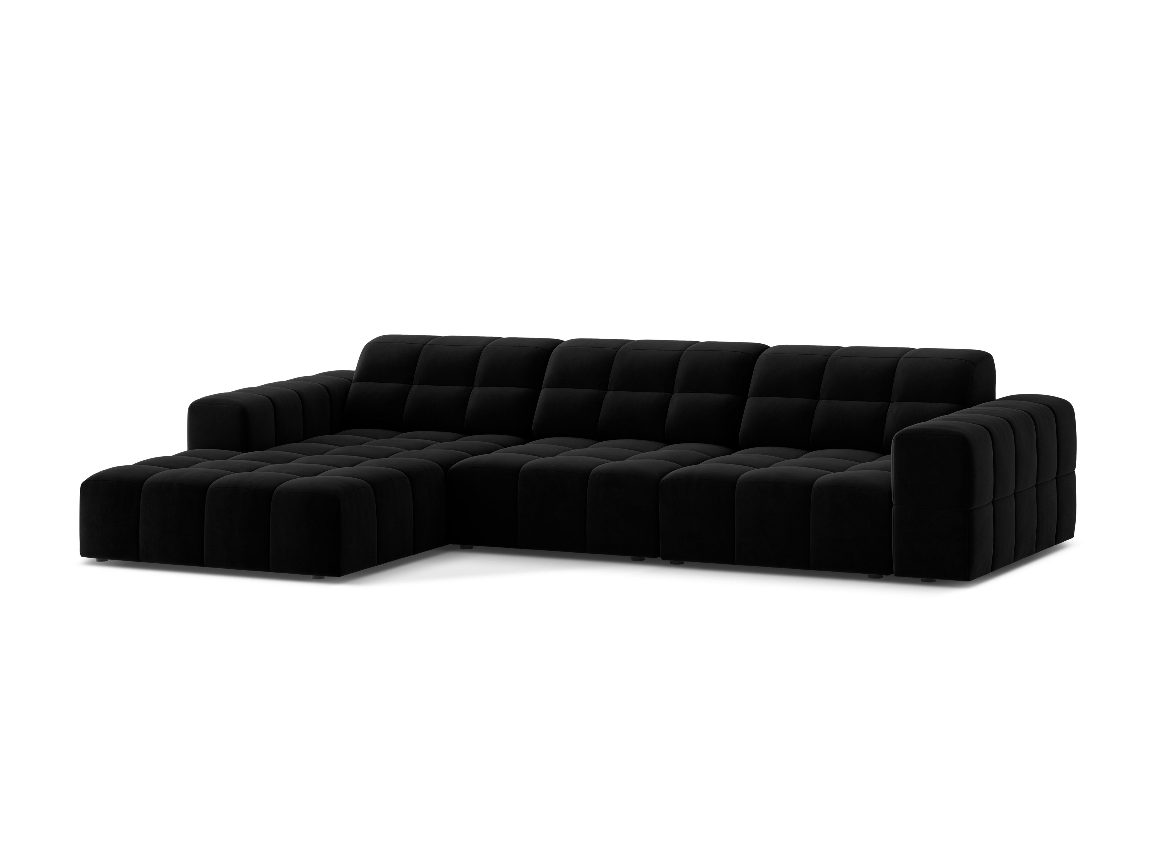 Left-handed velvet 4-seater chicago black