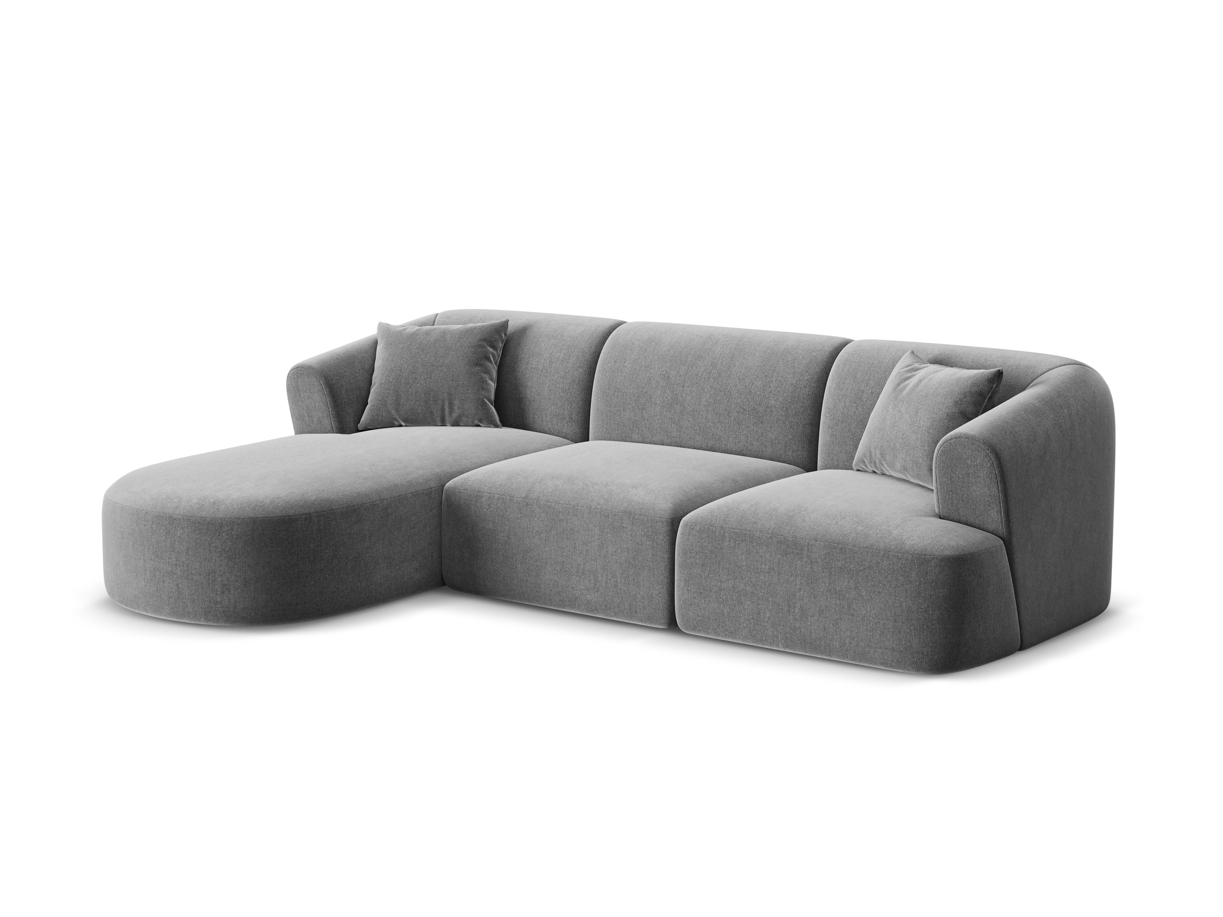 Samt-Ecksofa linksseitig für 4 Personen CAMPI grau