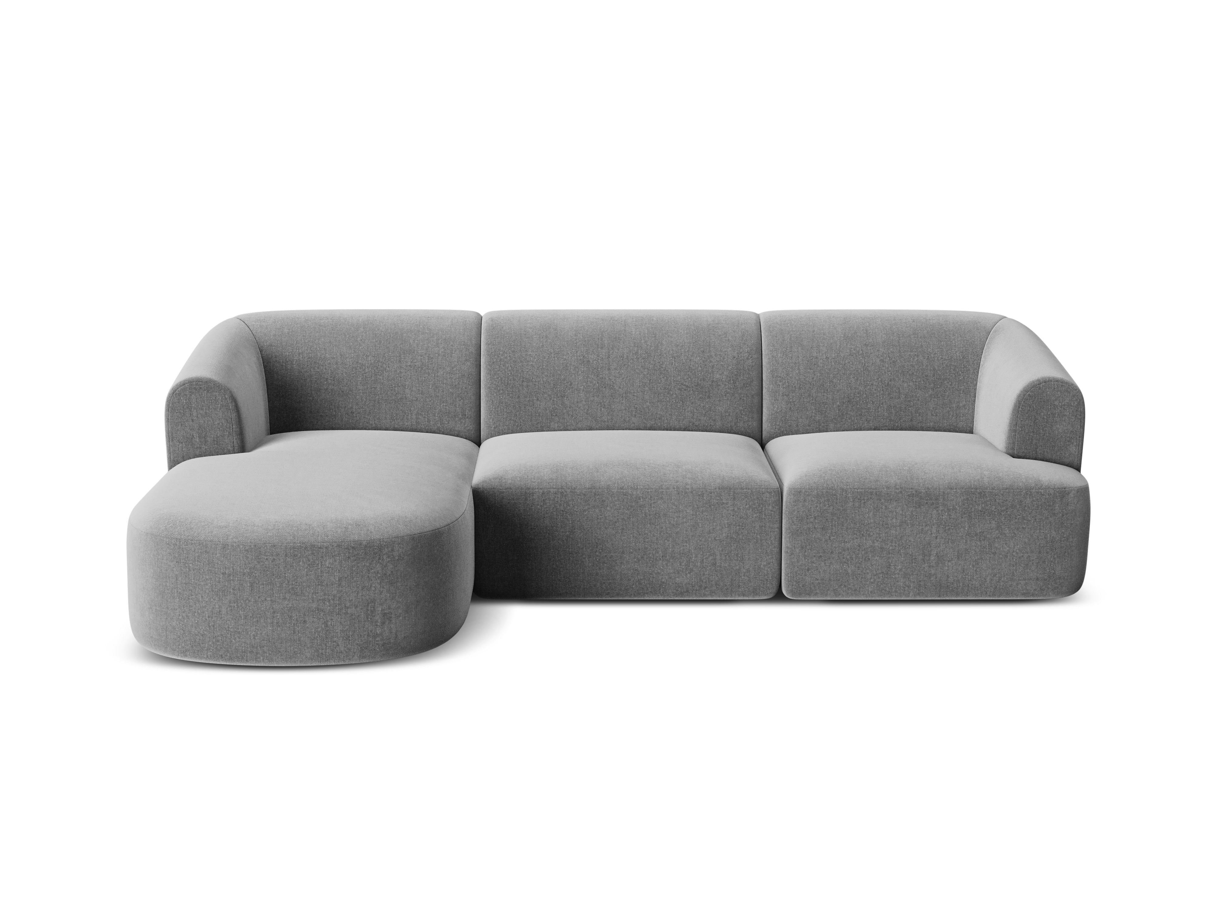 Samt-Ecksofa linksseitig für 4 Personen CAMPI grau
