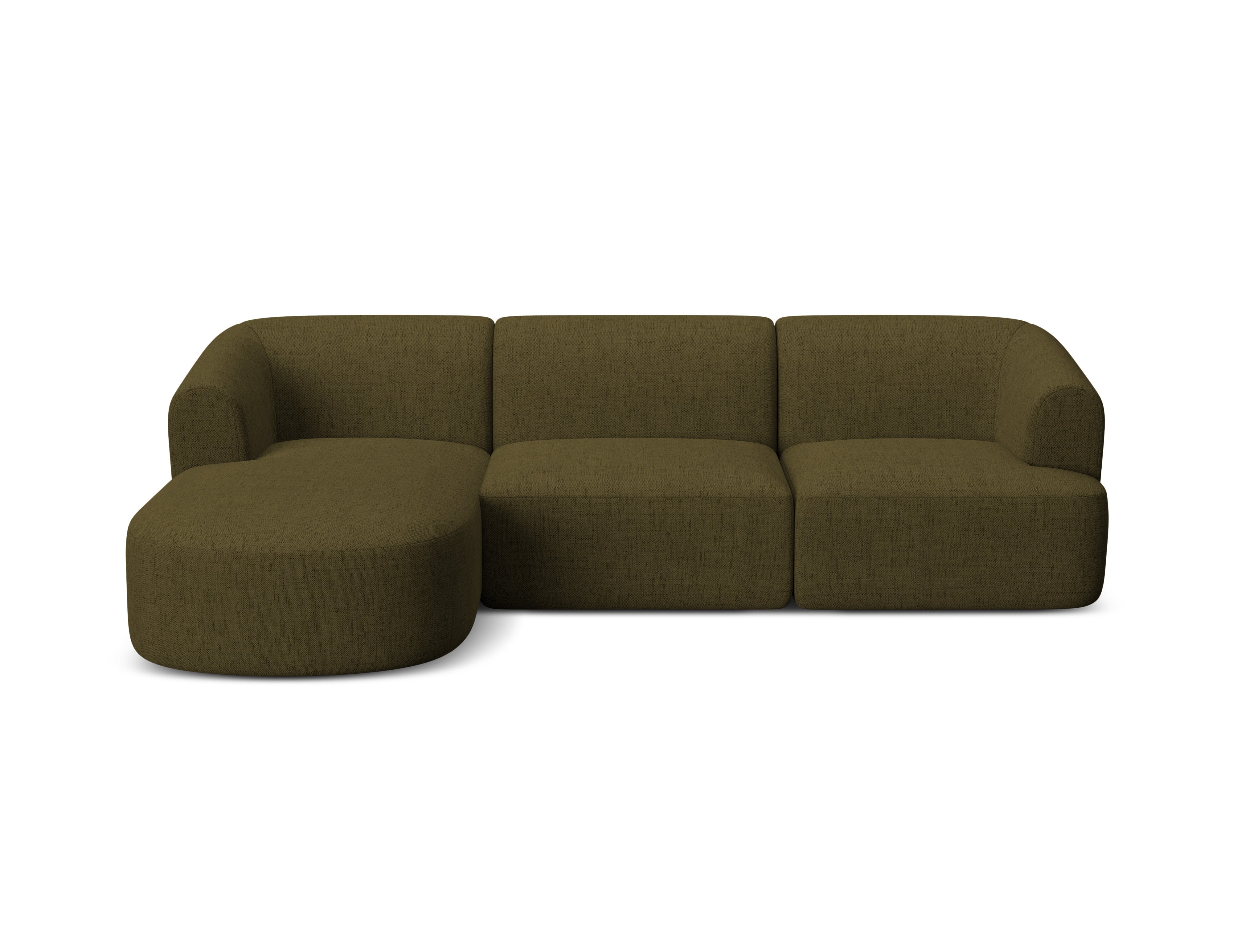 Linksseitiges 4-Sitzer-Sofa CAMPI in grünem Chenille