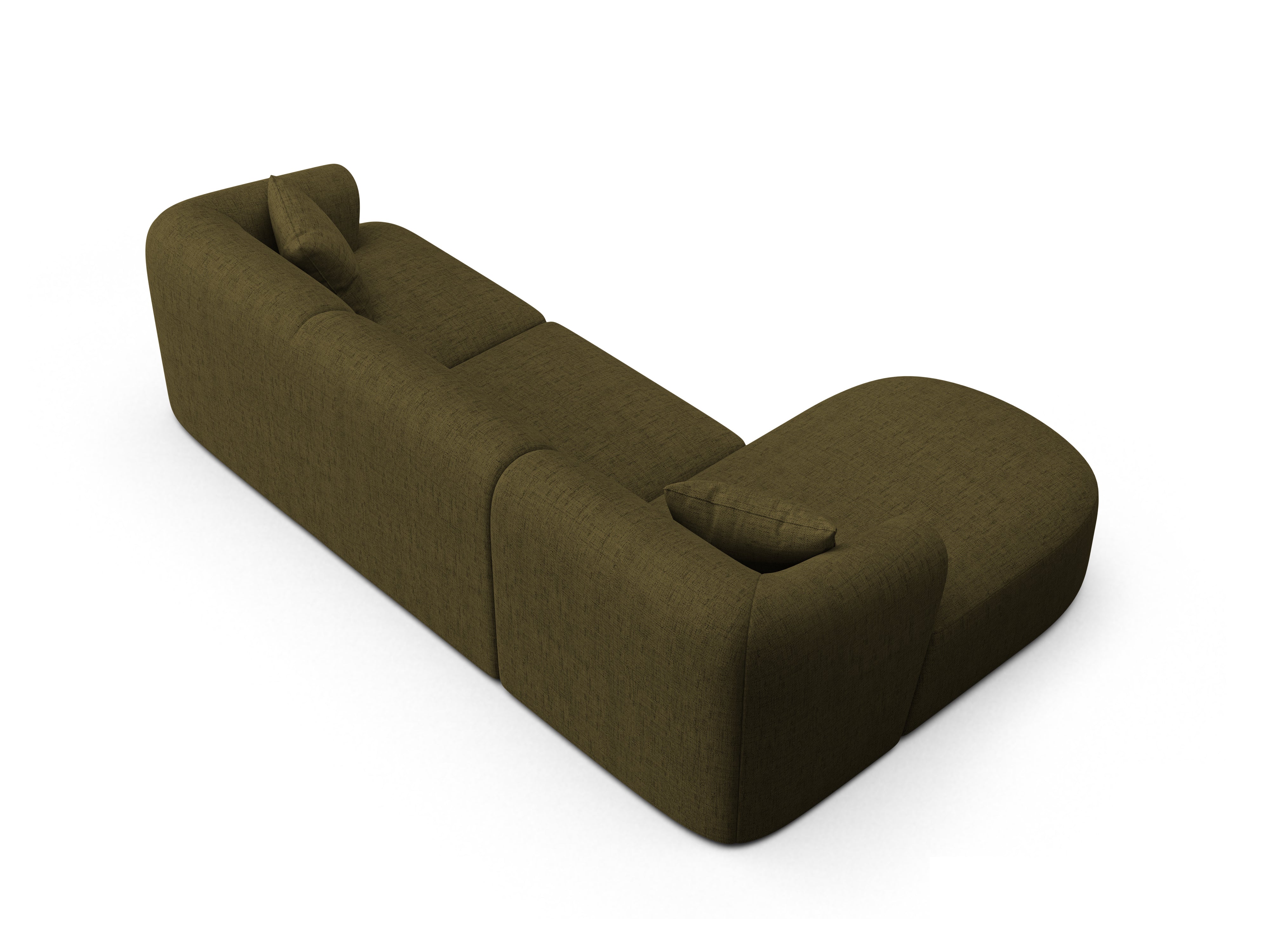 Linksseitiges 4-Sitzer-Sofa CAMPI in grünem Chenille