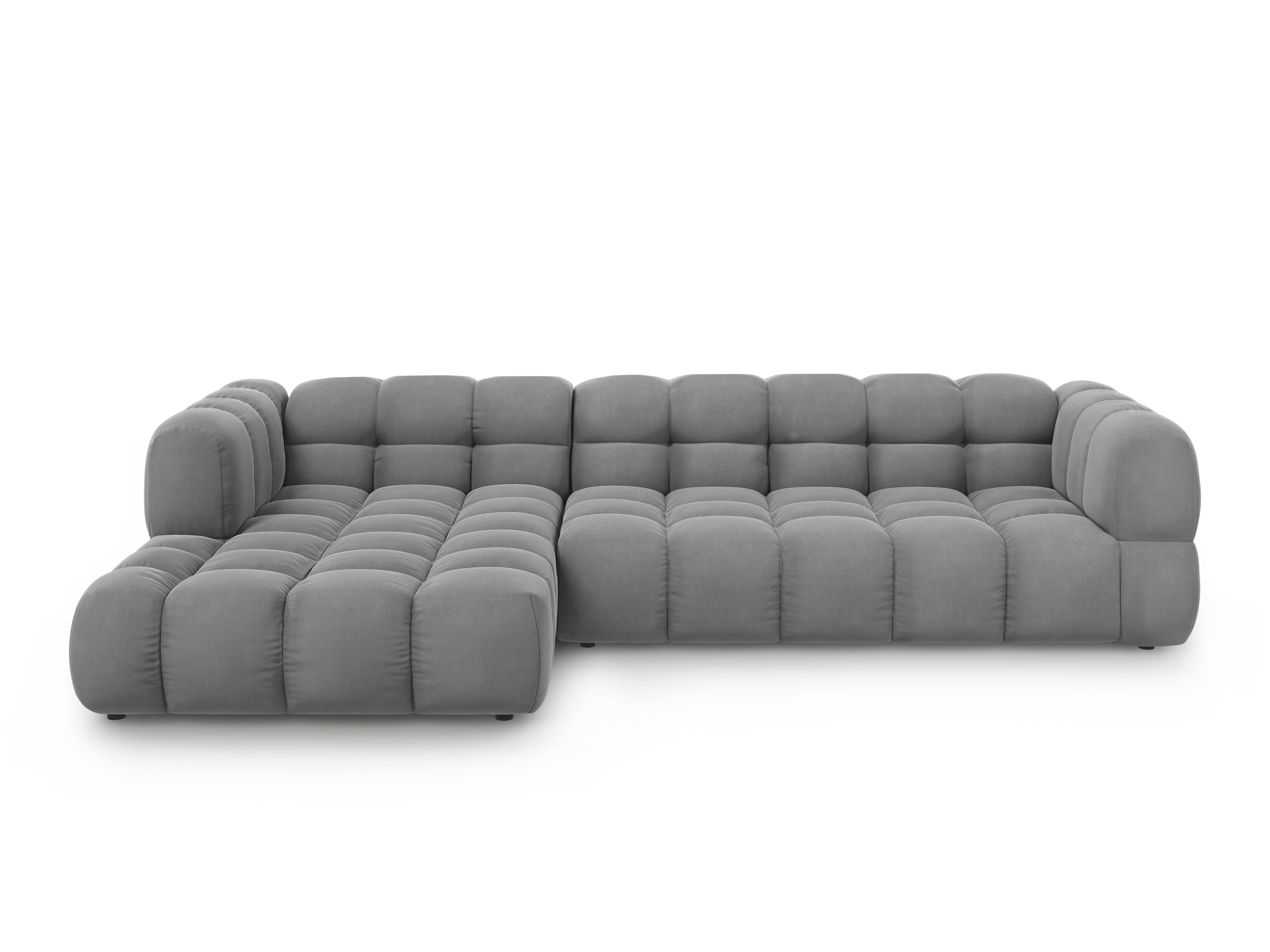 Narożnik aksamitny lewostronny 4-osobowy SKY jasnoszary Cosmopolitan Design Eye on Design