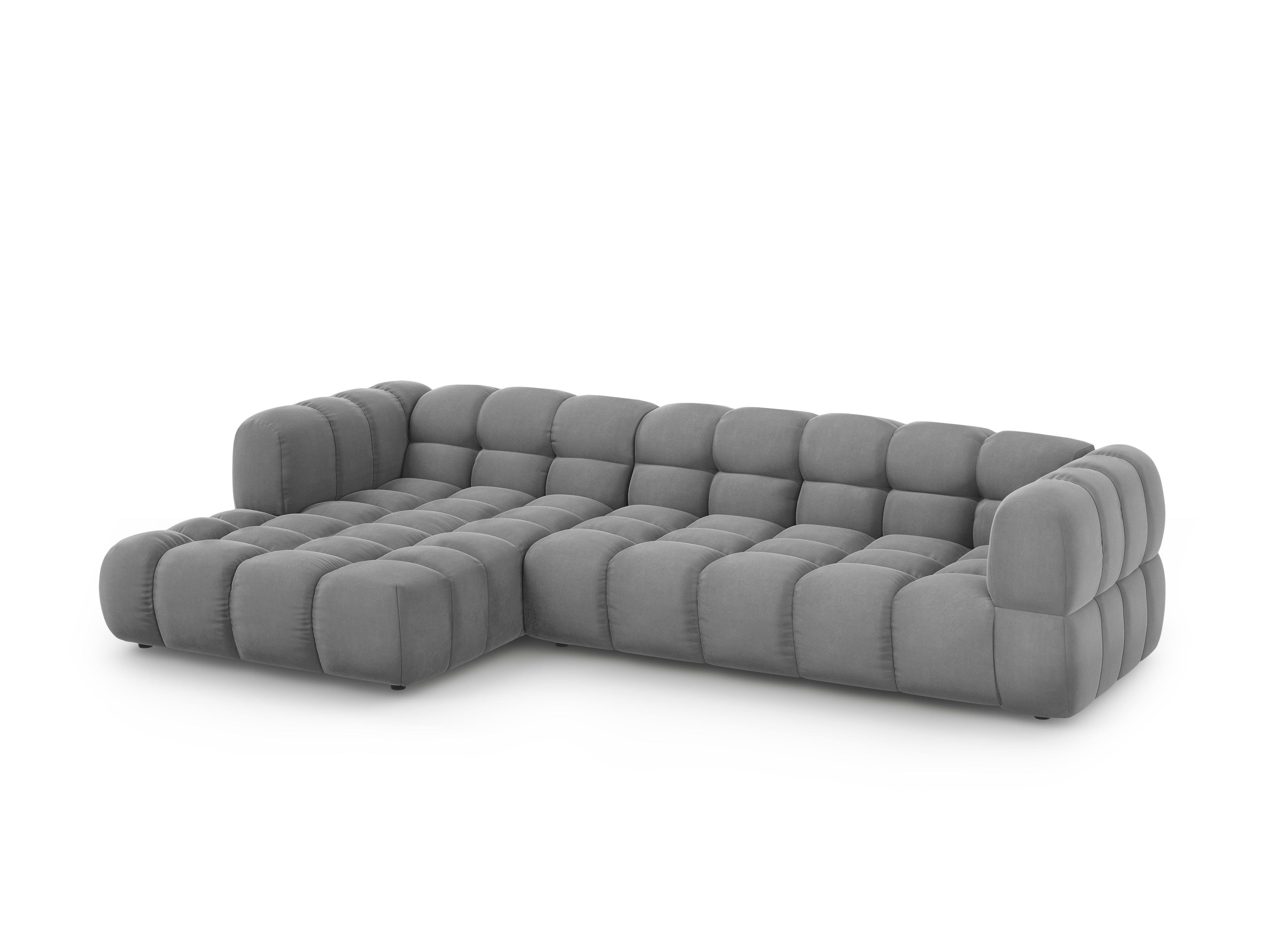 Narożnik aksamitny lewostronny 4-osobowy SKY jasnoszary Cosmopolitan Design Eye on Design