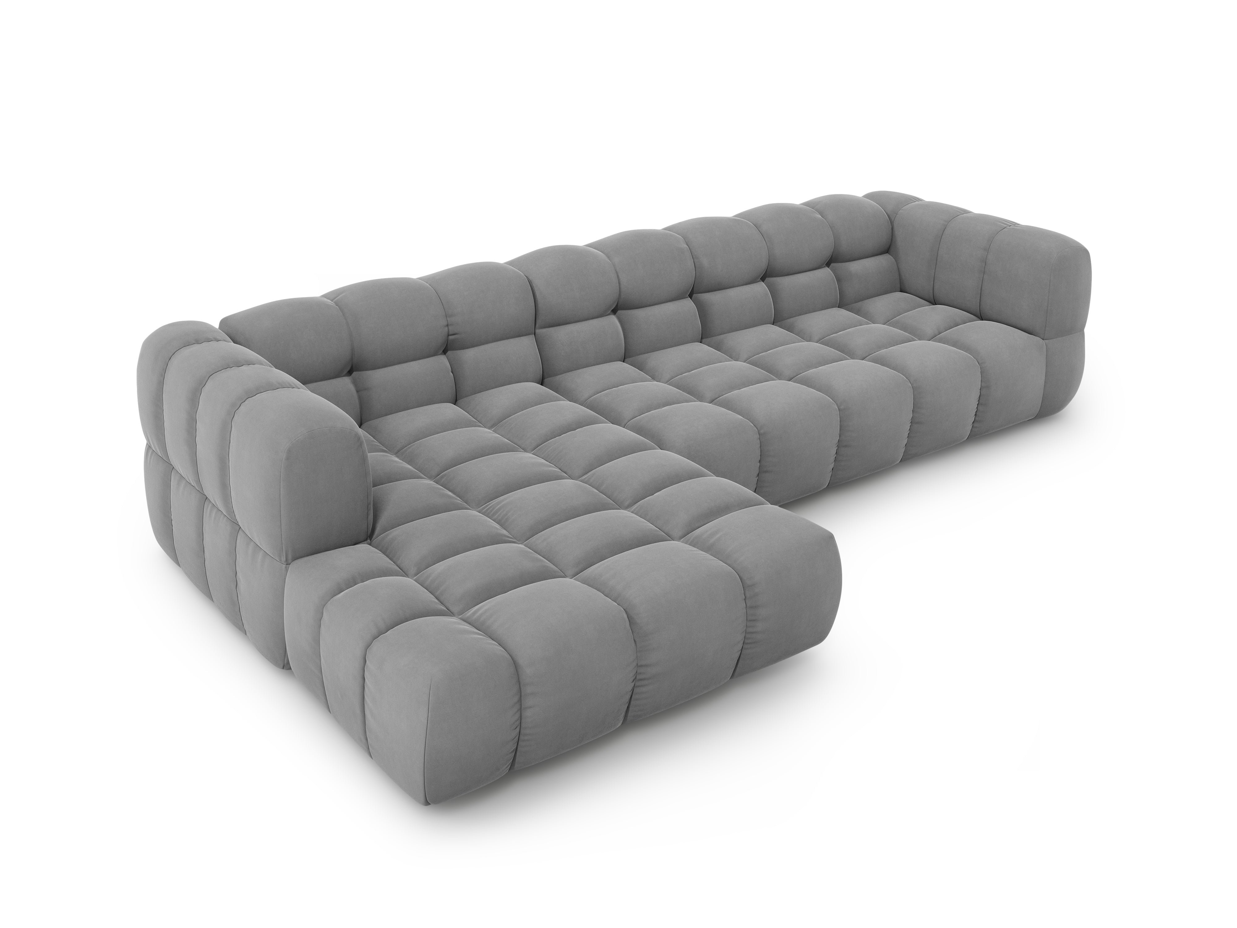 Narożnik aksamitny lewostronny 4-osobowy SKY jasnoszary Cosmopolitan Design Eye on Design