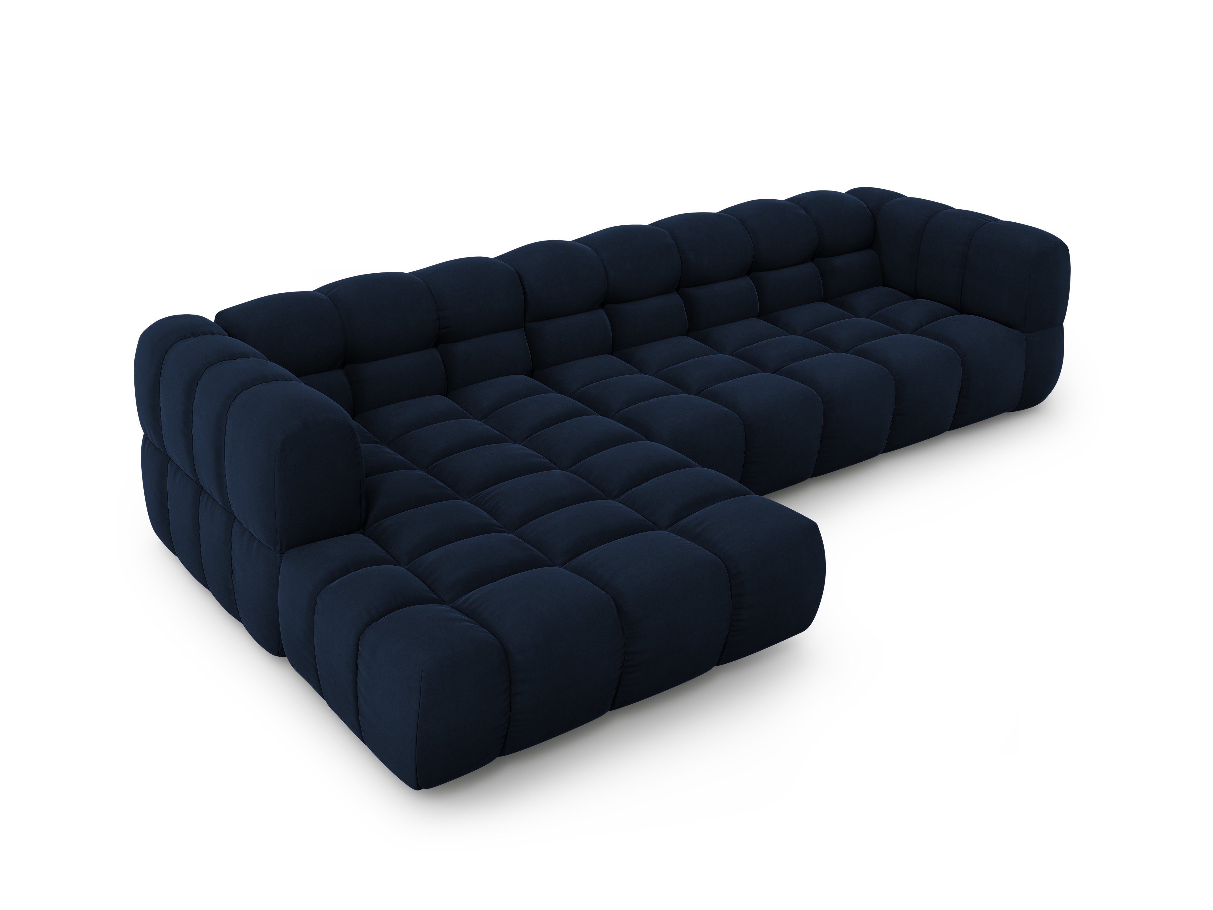 Narożnik aksamitny lewostronny 4-osobowy SKY granat królewski Cosmopolitan Design Eye on Design