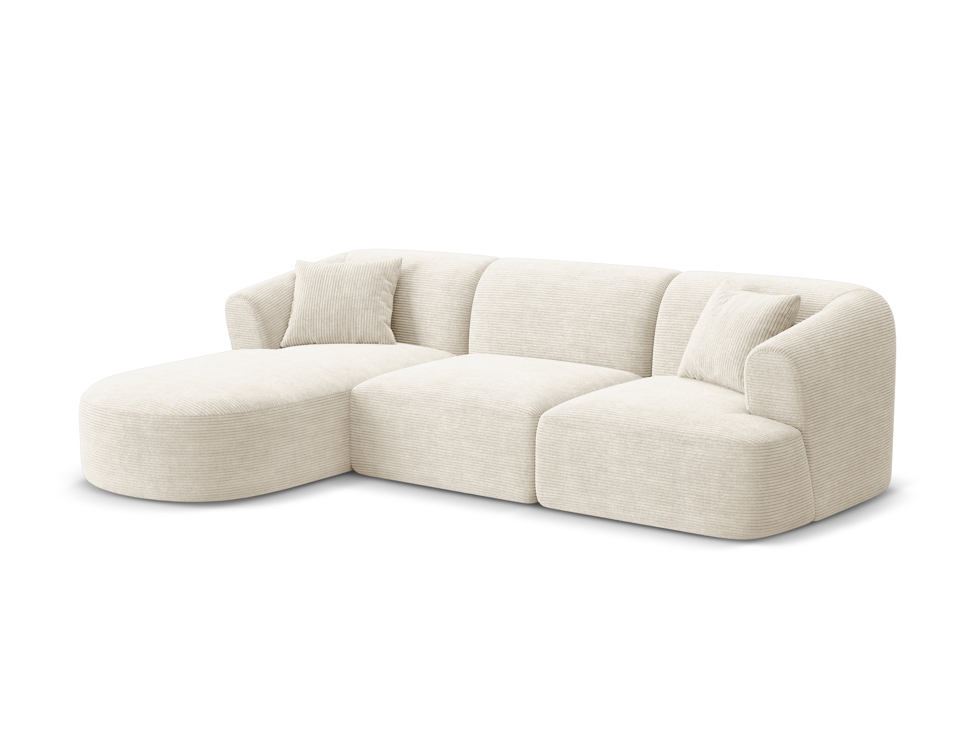 Linksseitiges 4-Sitzer-Sofa CAMPI in cremefarbener Cord-Optik