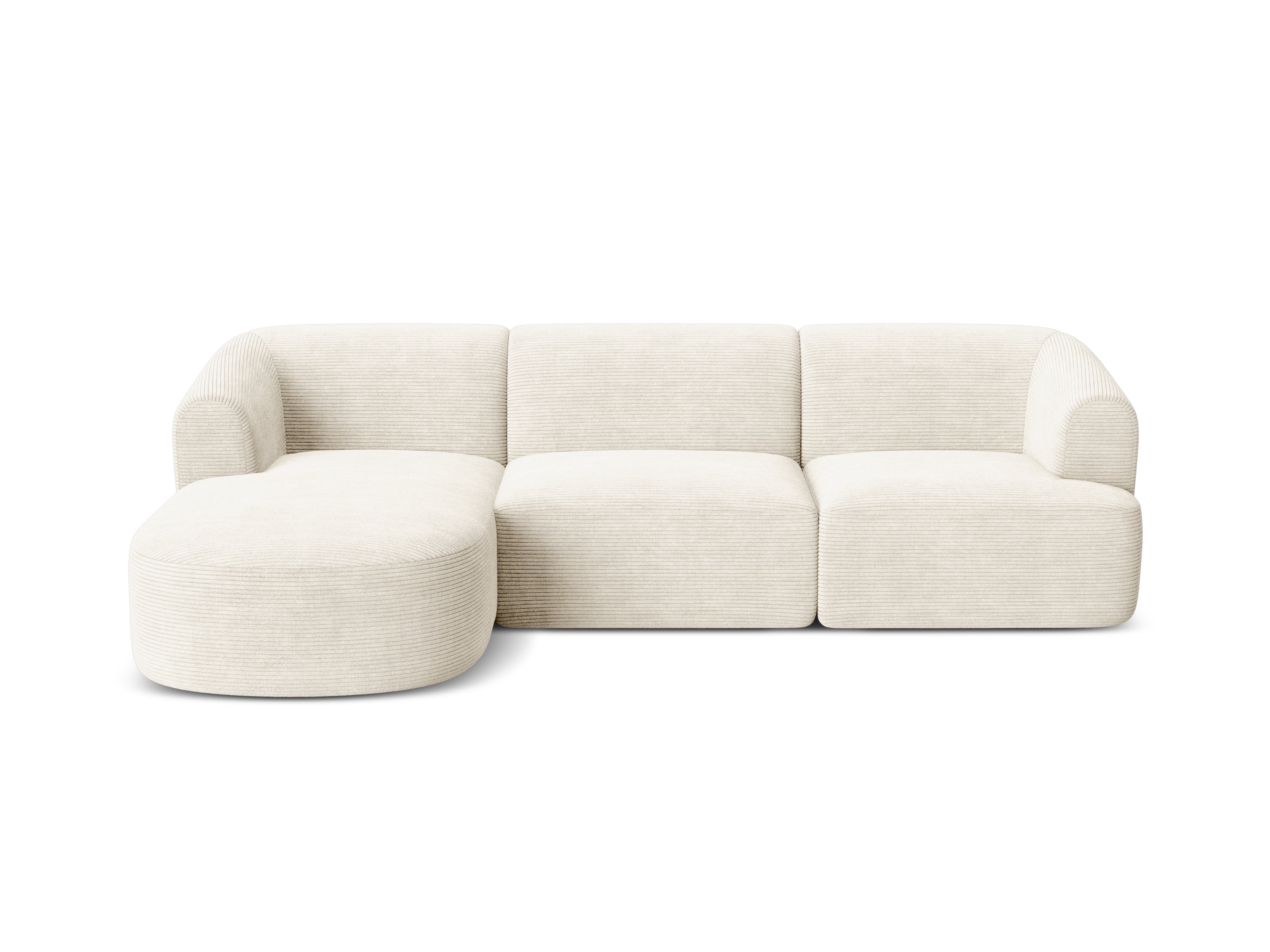 Linksseitiges 4-Sitzer-Sofa CAMPI in cremefarbener Cord-Optik