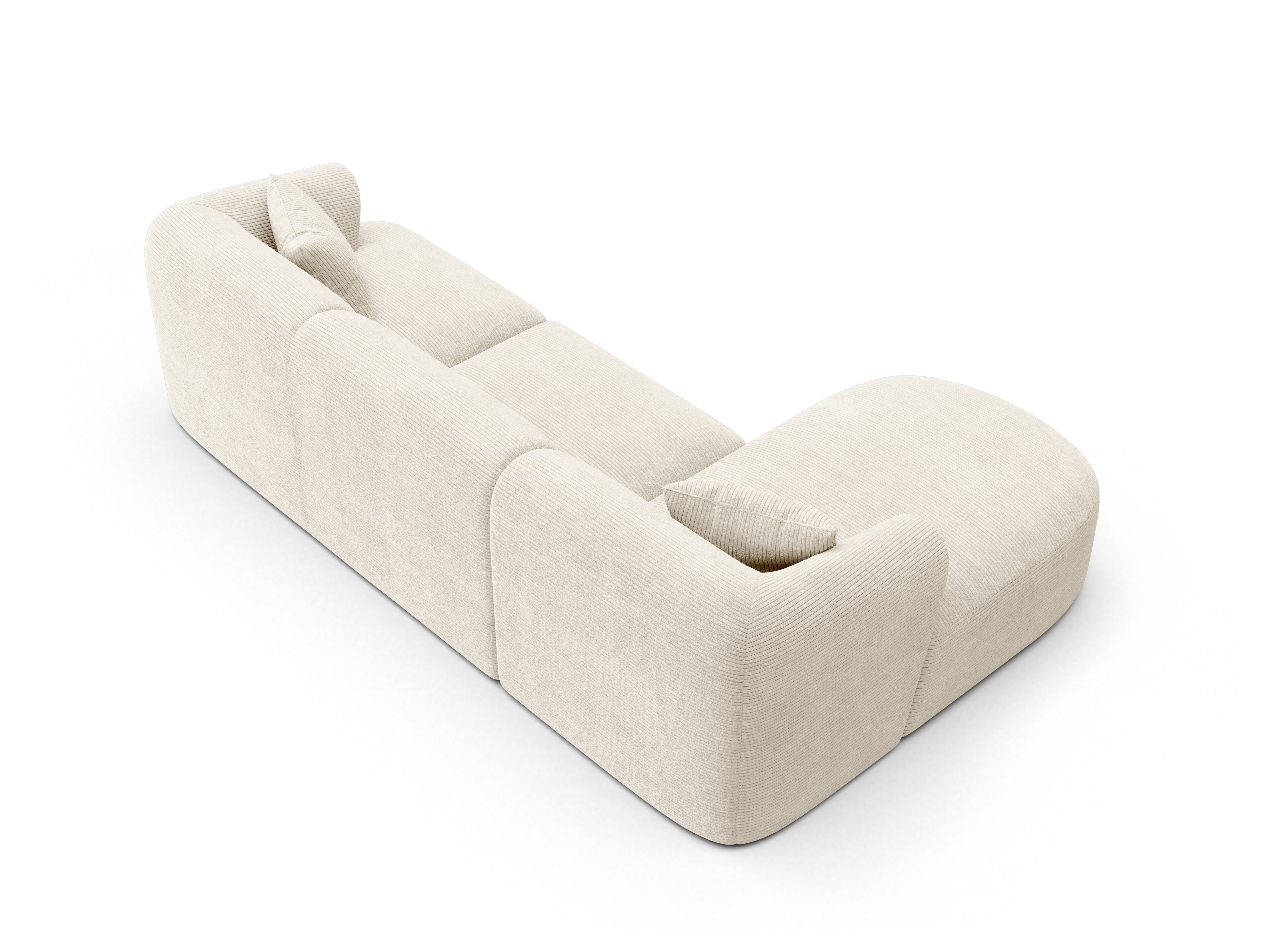 Linksseitiges 4-Sitzer-Sofa CAMPI in cremefarbener Cord-Optik