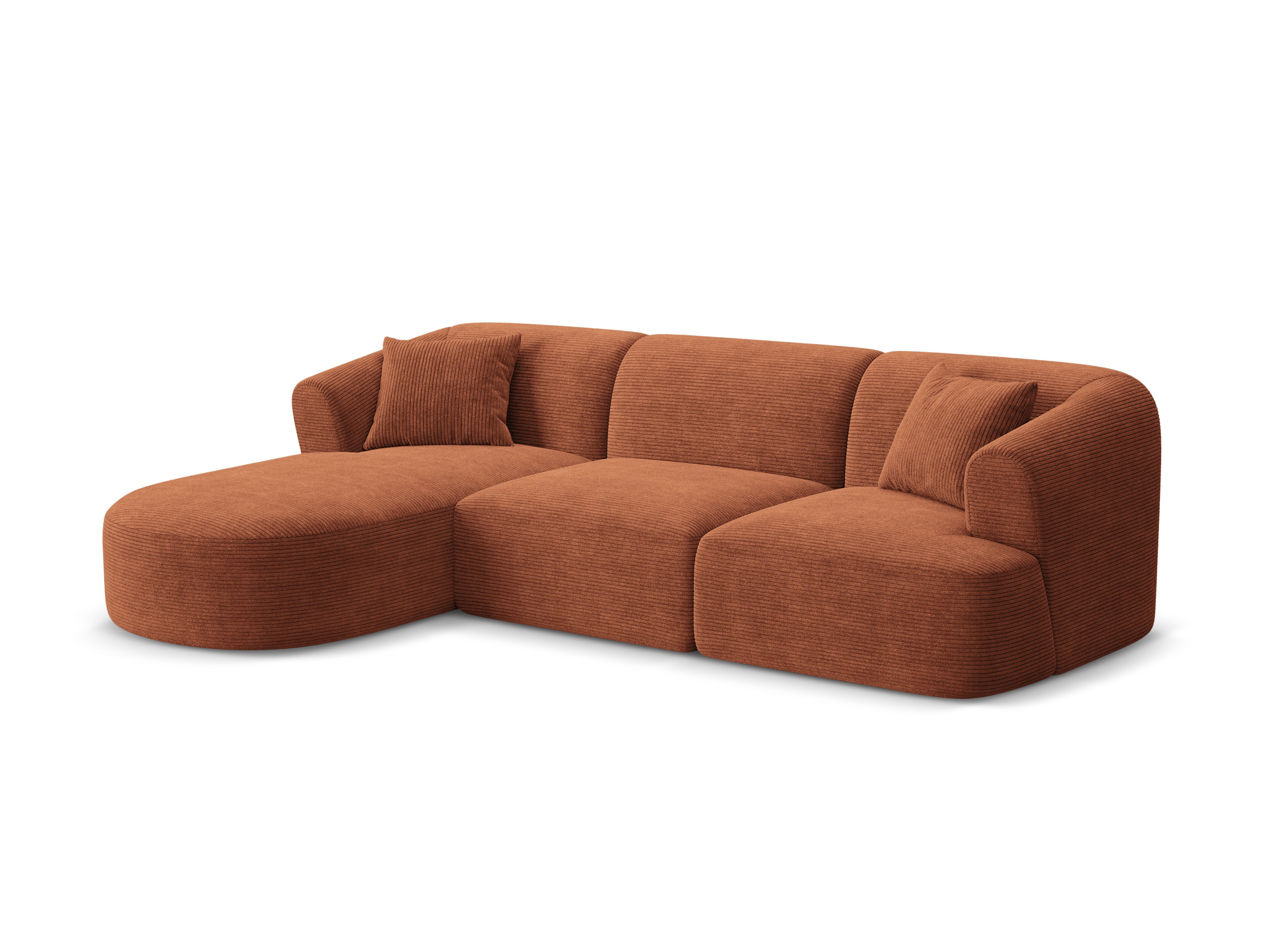 Linksseitiges 4-Sitzer-Sofa CAMPI in ziegelrotem Cord